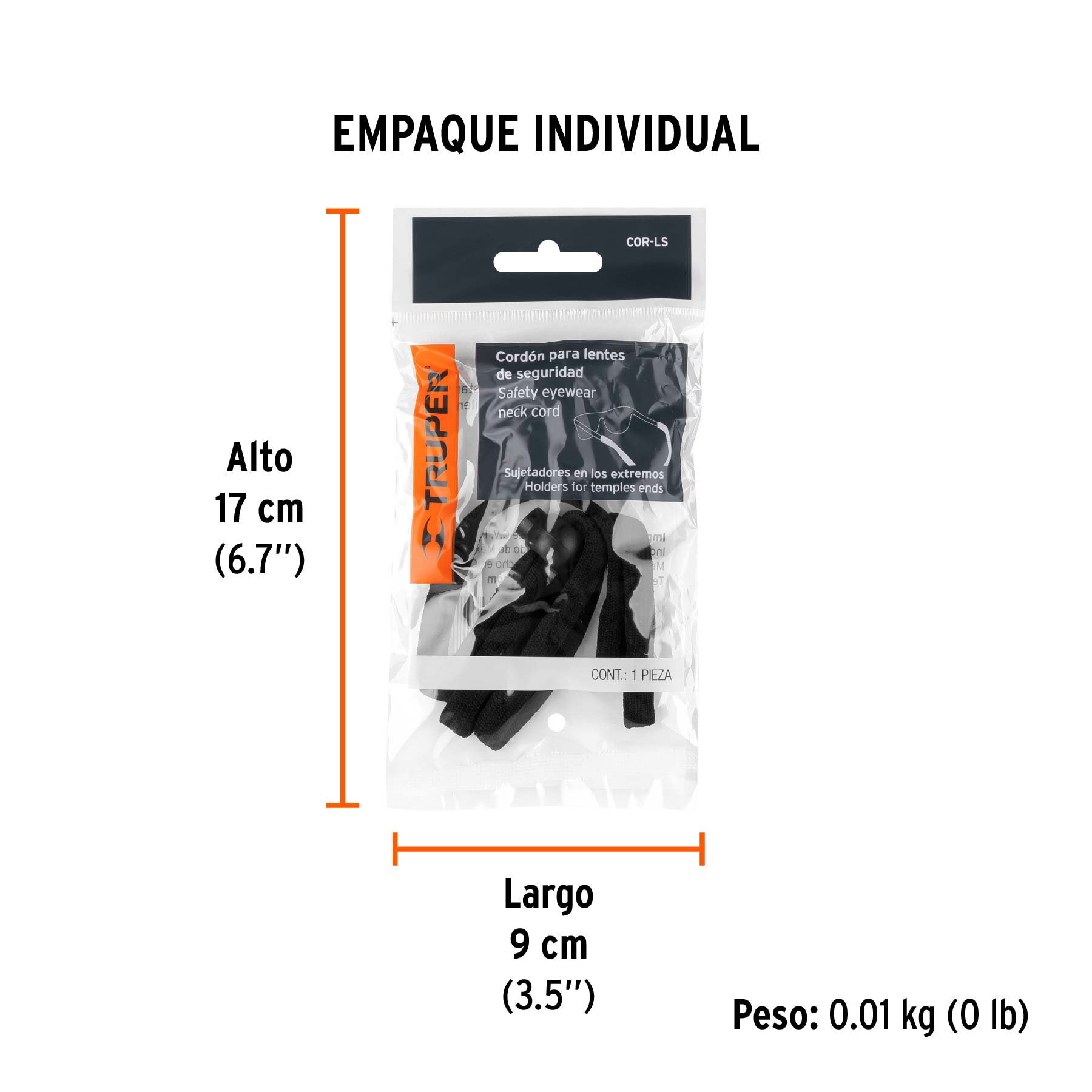 Cordón para lentes de seguridad, ajustable, TRUPER - Empaque