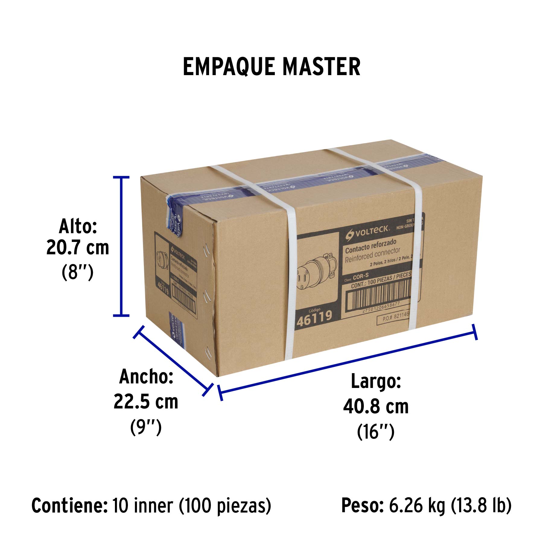Contacto industrial reforzado polarizado, VOLTECK - Empaque