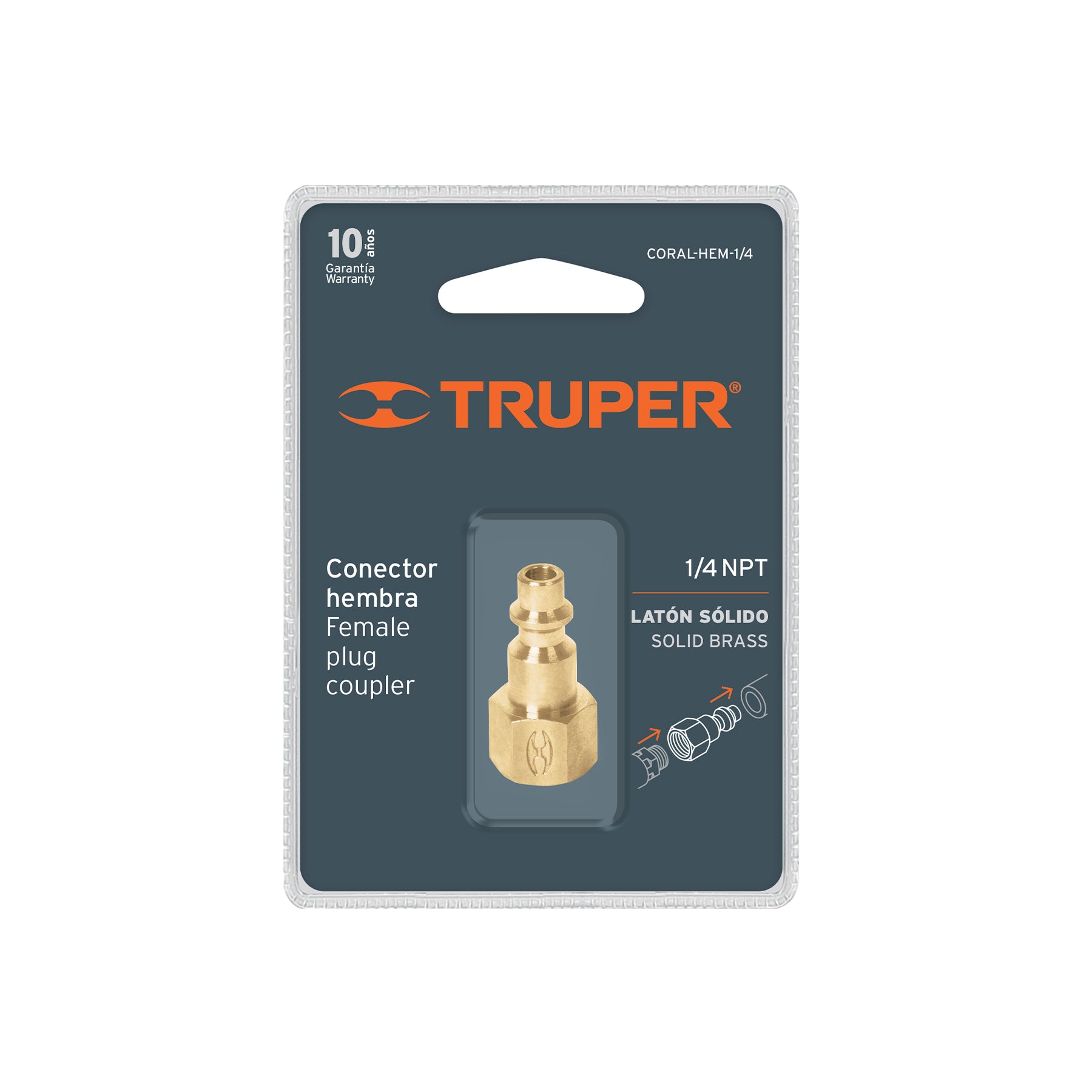 Conector rápido de latón, hembra, cuerda 1/4" NPT, TRUPER