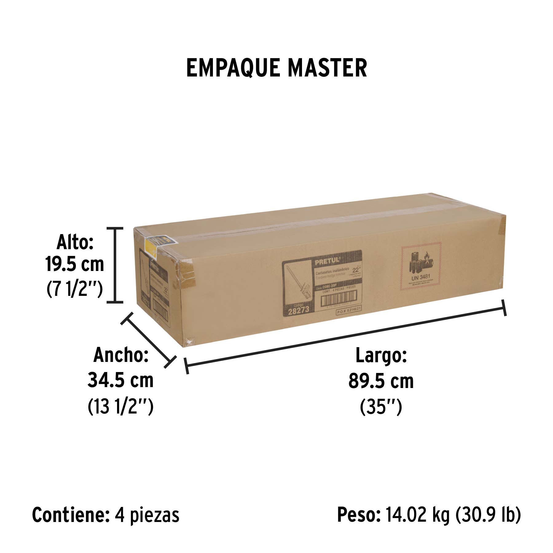 Cortasetos inalámbrico 20V, 1 batería 2Ah, 1 carg. PRETUL - Empaque