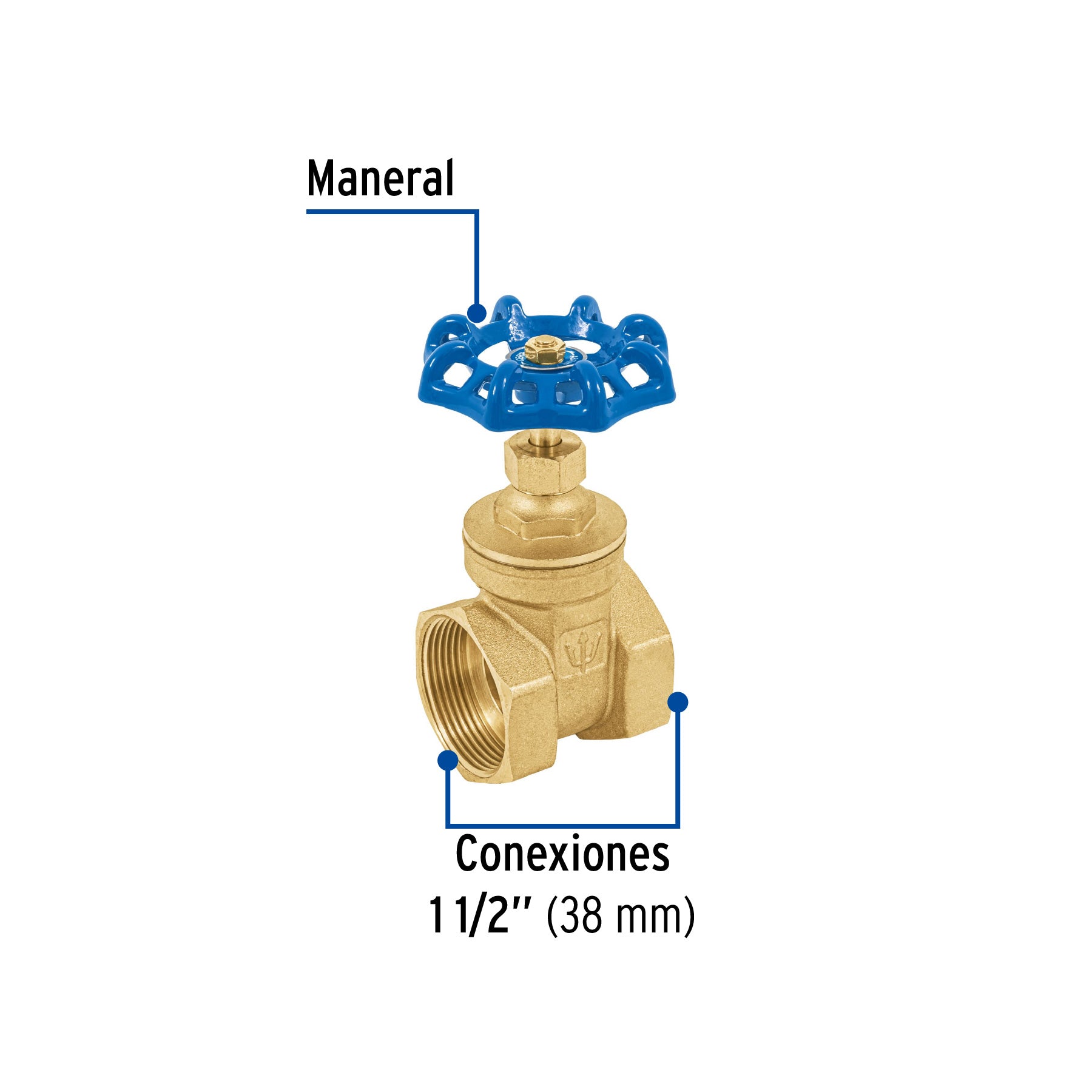 Válvula de compuerta de latón roscable de 1 1/2", FOSET
