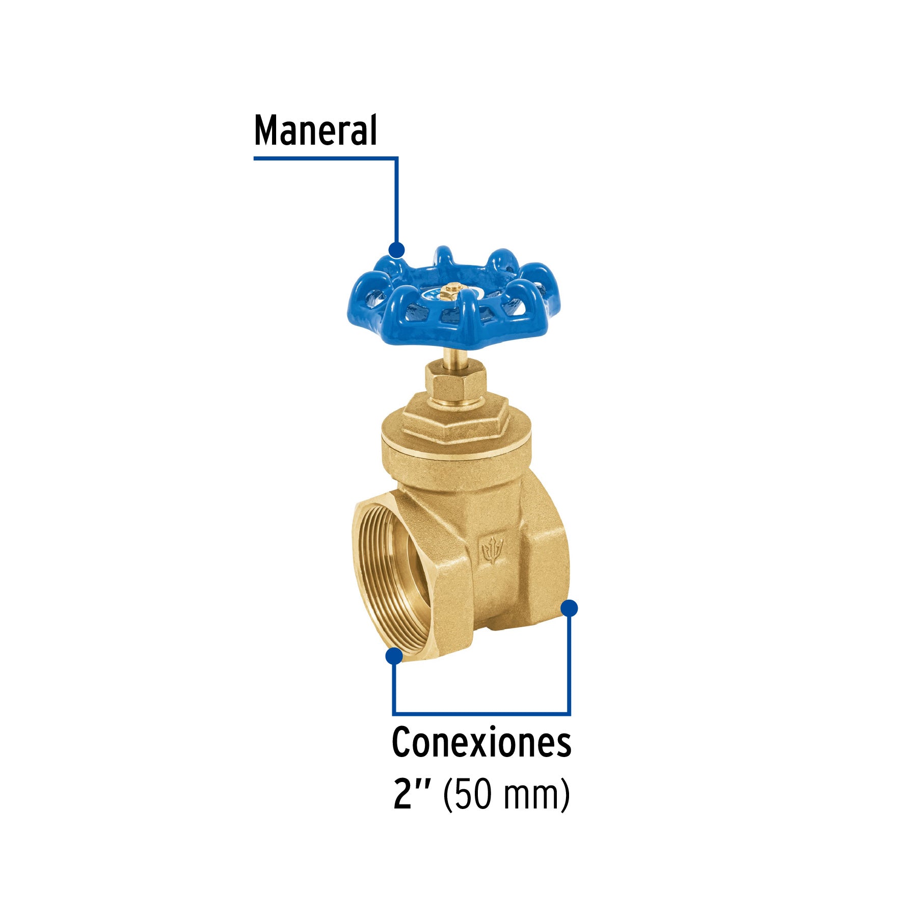 Válvula de compuerta de latón roscable de 2", FOSET