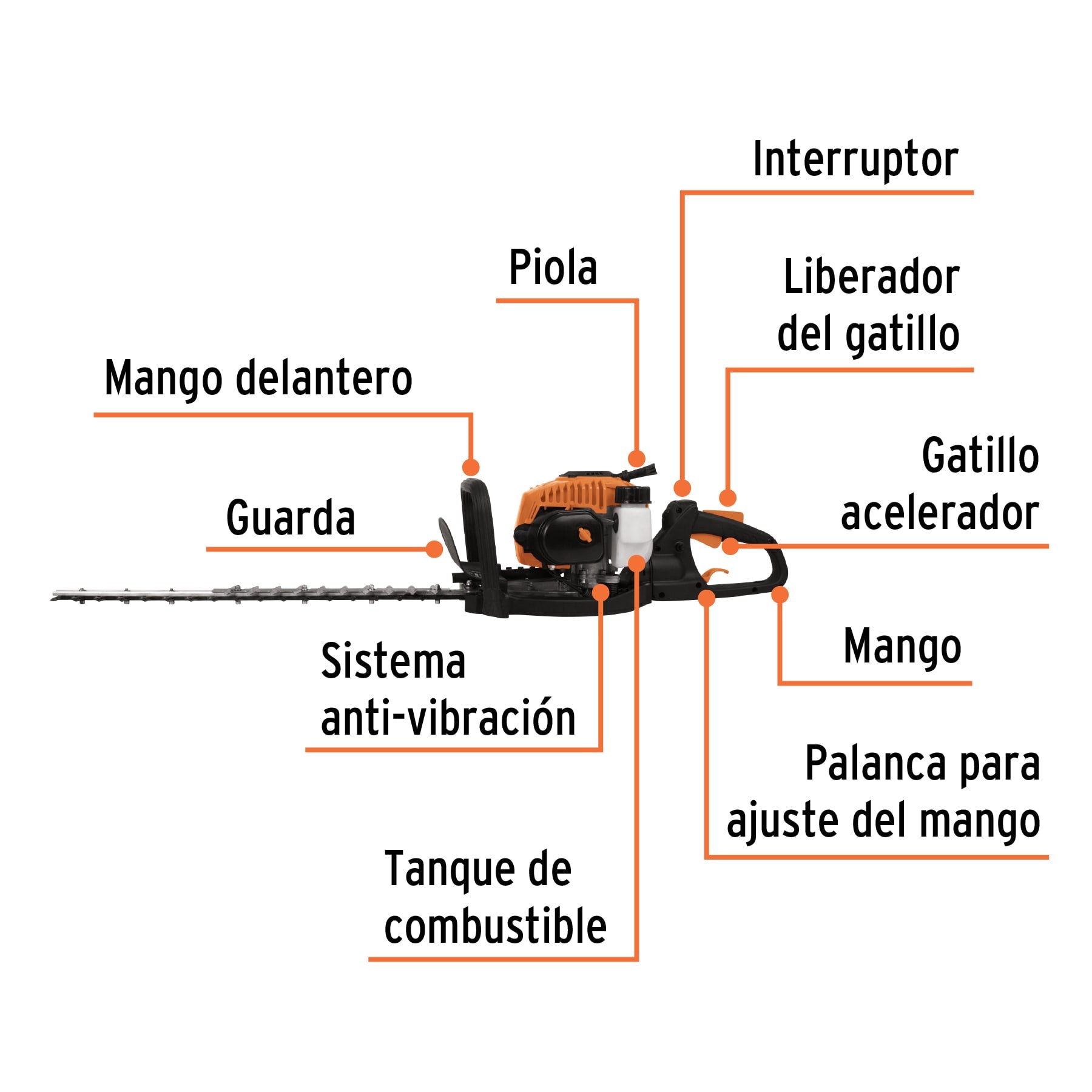 Cortasetos con motor a gasolina 26 cc, profesional, TRUPER