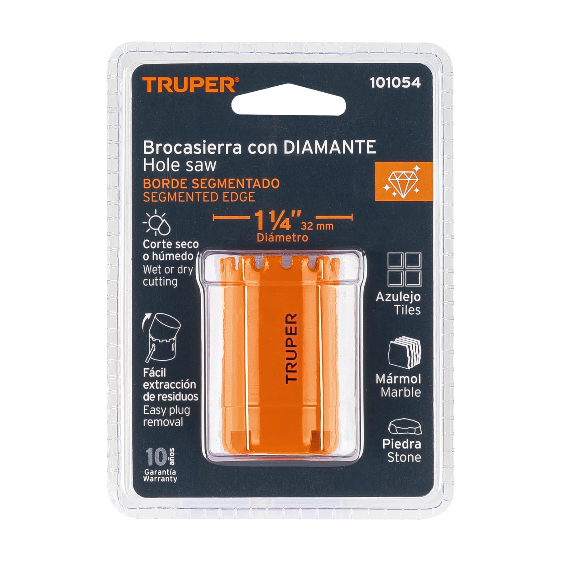 Brocasierra diamante 1-1/4" borde segmentado, TRUPER