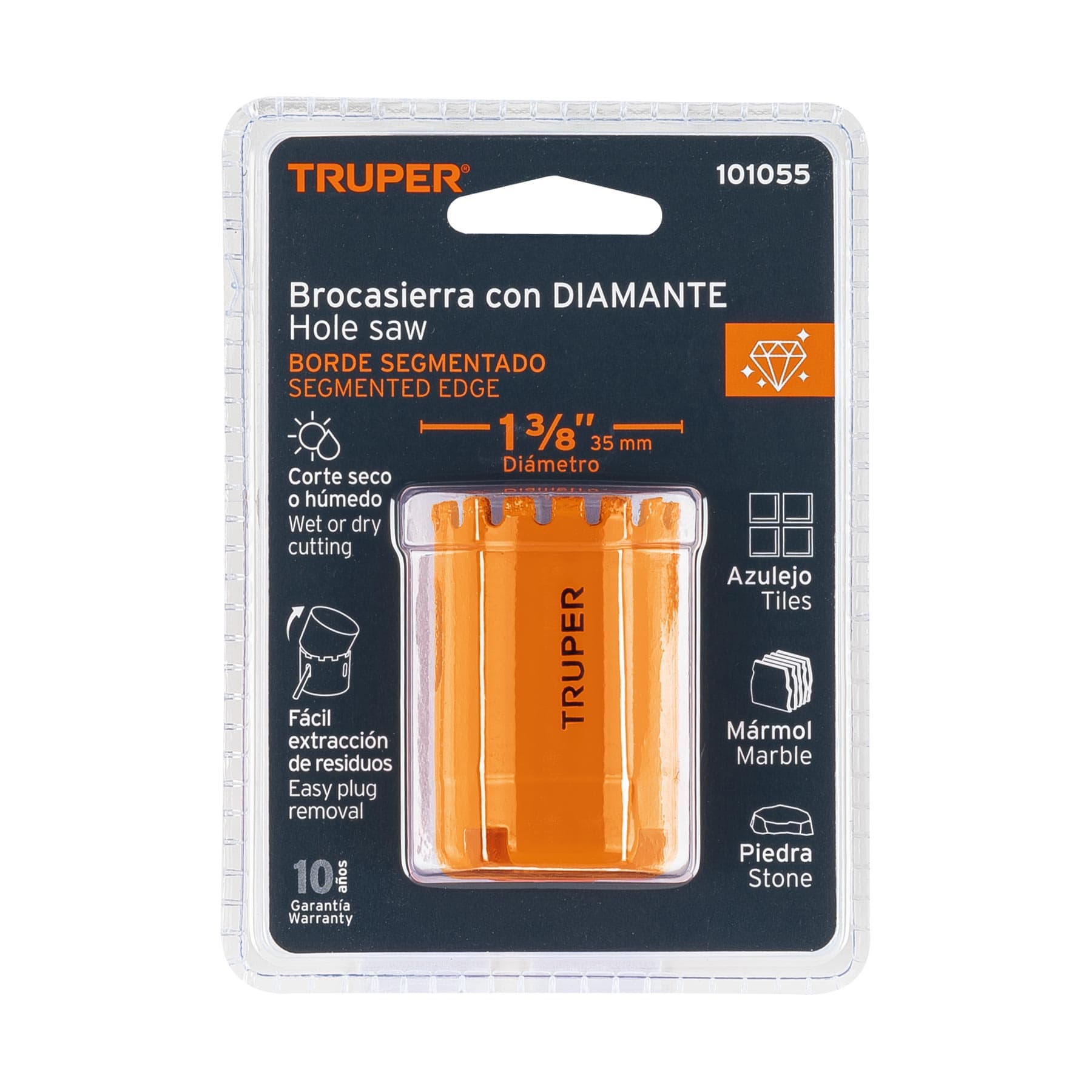 Brocasierra diamante 1-3/8" borde segmentado, TRUPER