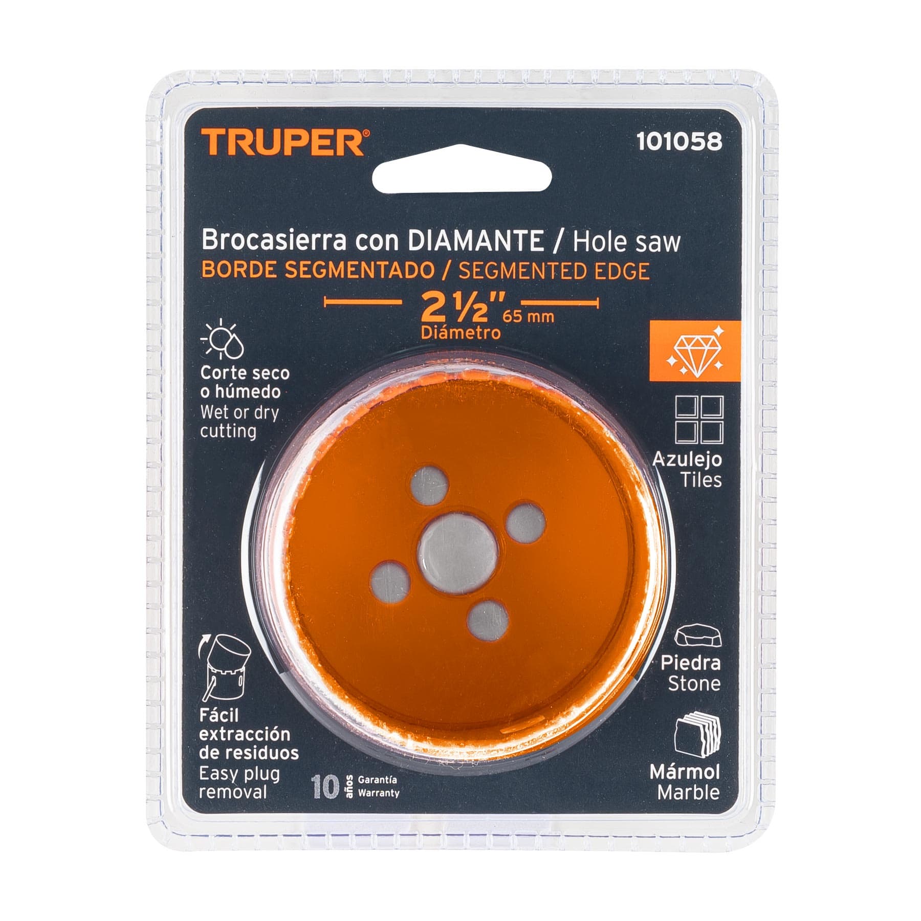 Brocasierra diamante 2-1/2" borde segmentado, TRUPER