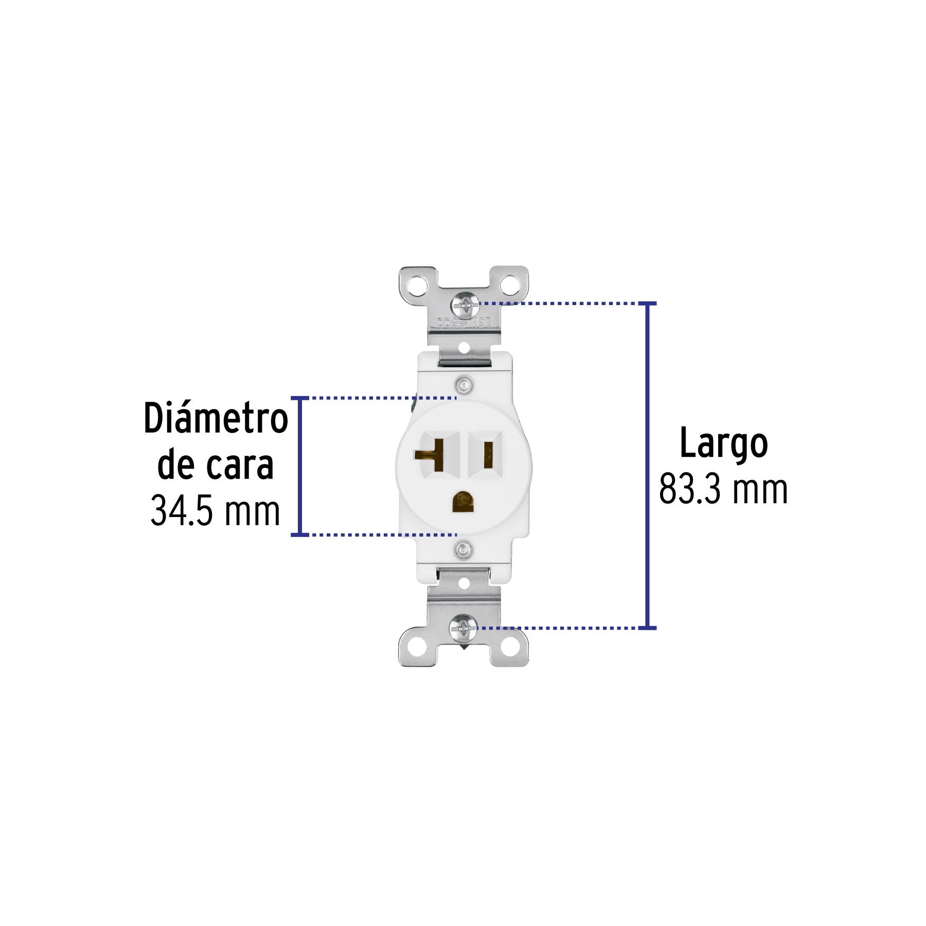 Contacto sencillo, 2 polos 3 hilos, 20 A, Standard, blanco