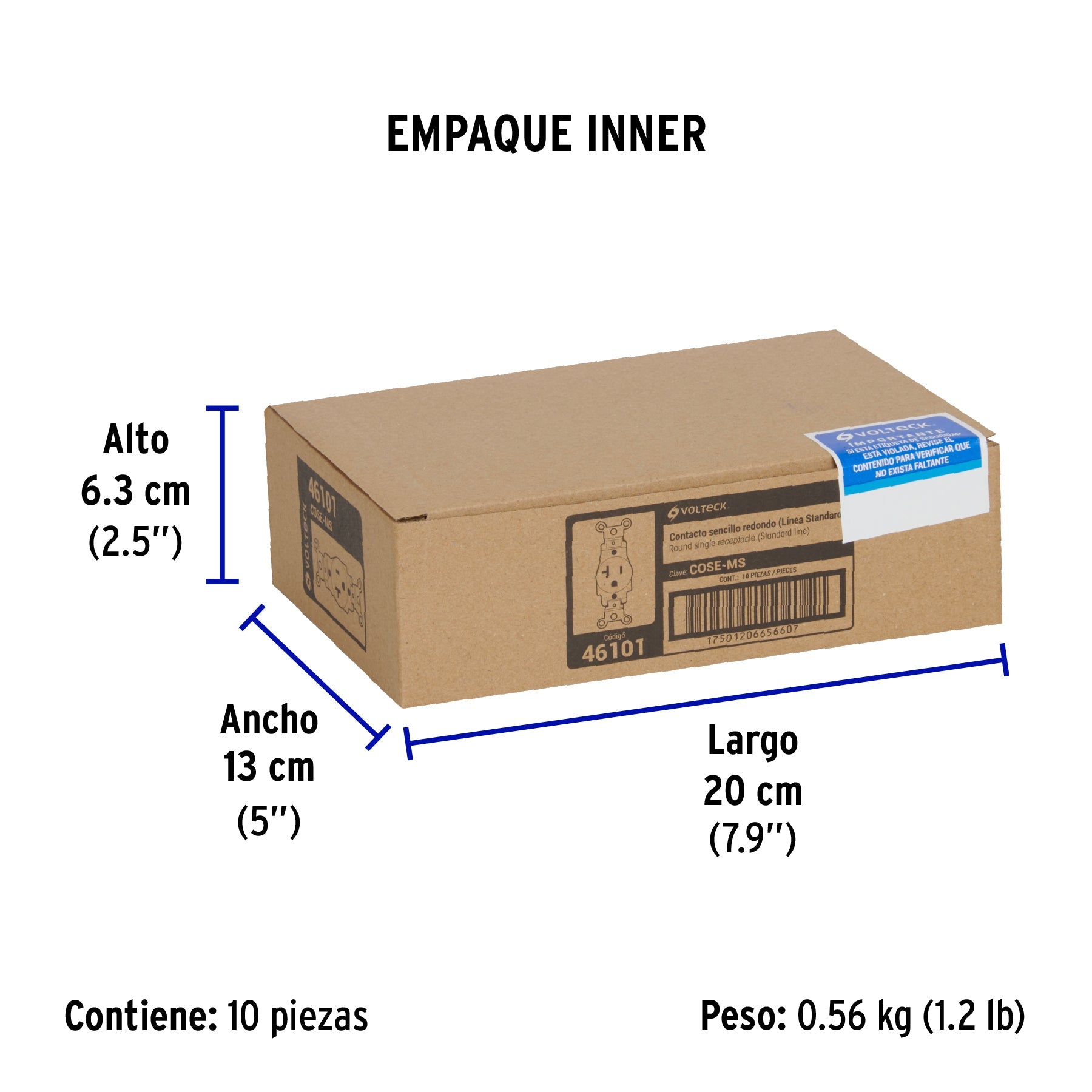 Contacto sencillo, 2 polos 3 hilos, 20 A, Standard, marfil - Empaque