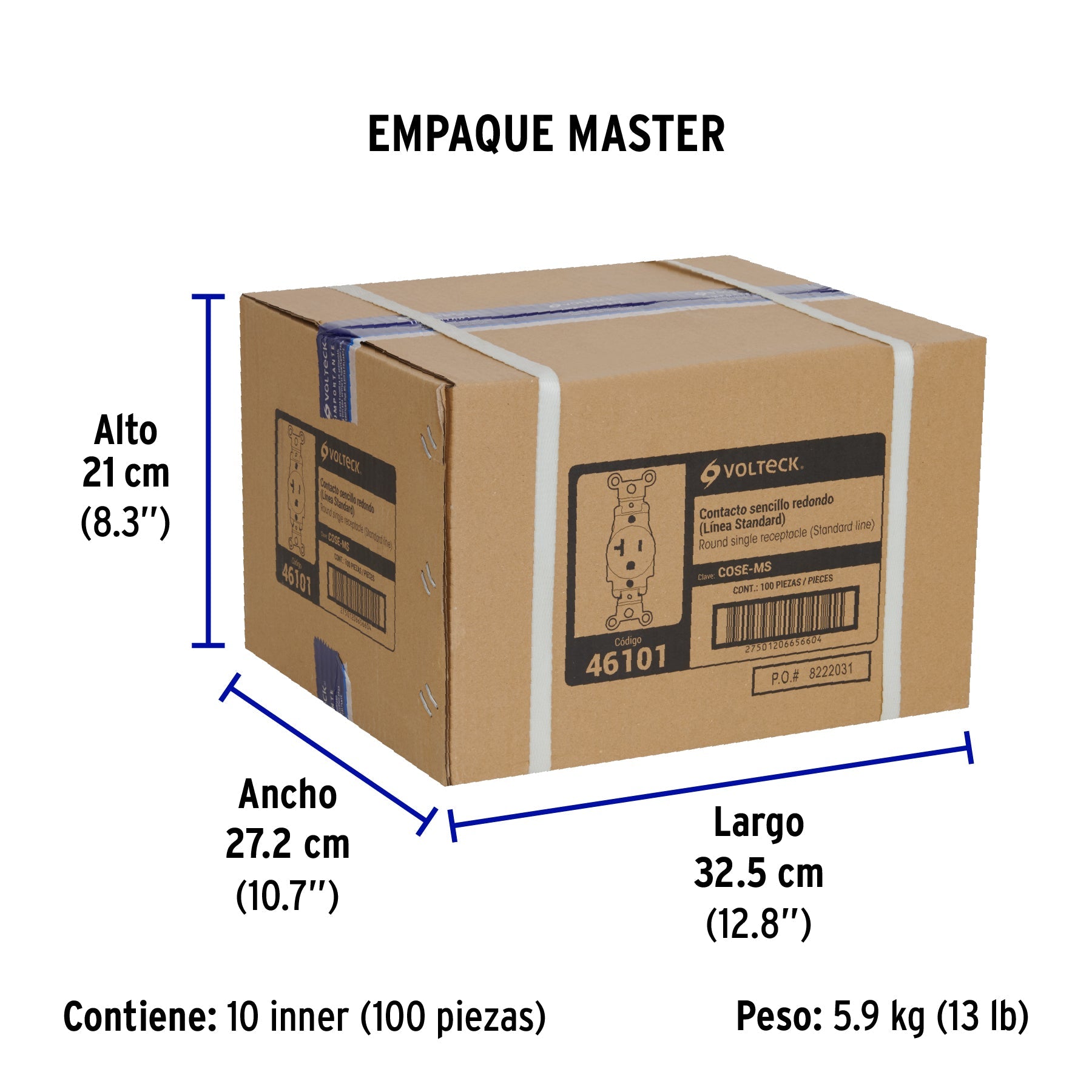 Contacto sencillo, 2 polos 3 hilos, 20 A, Standard, marfil - Empaque