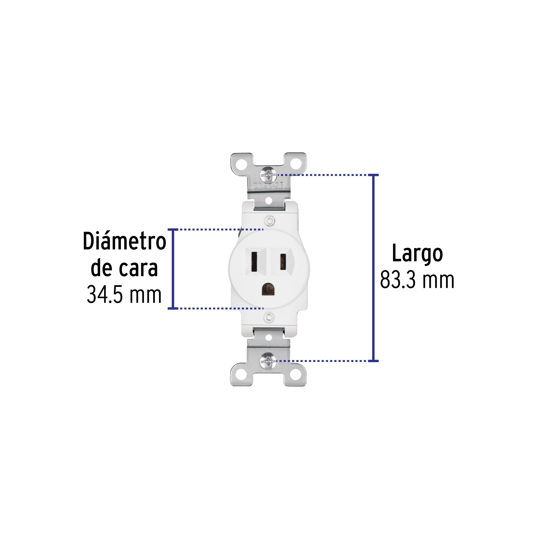 Contacto sencillo, 2 polos 3 hilos, Standard, blanco