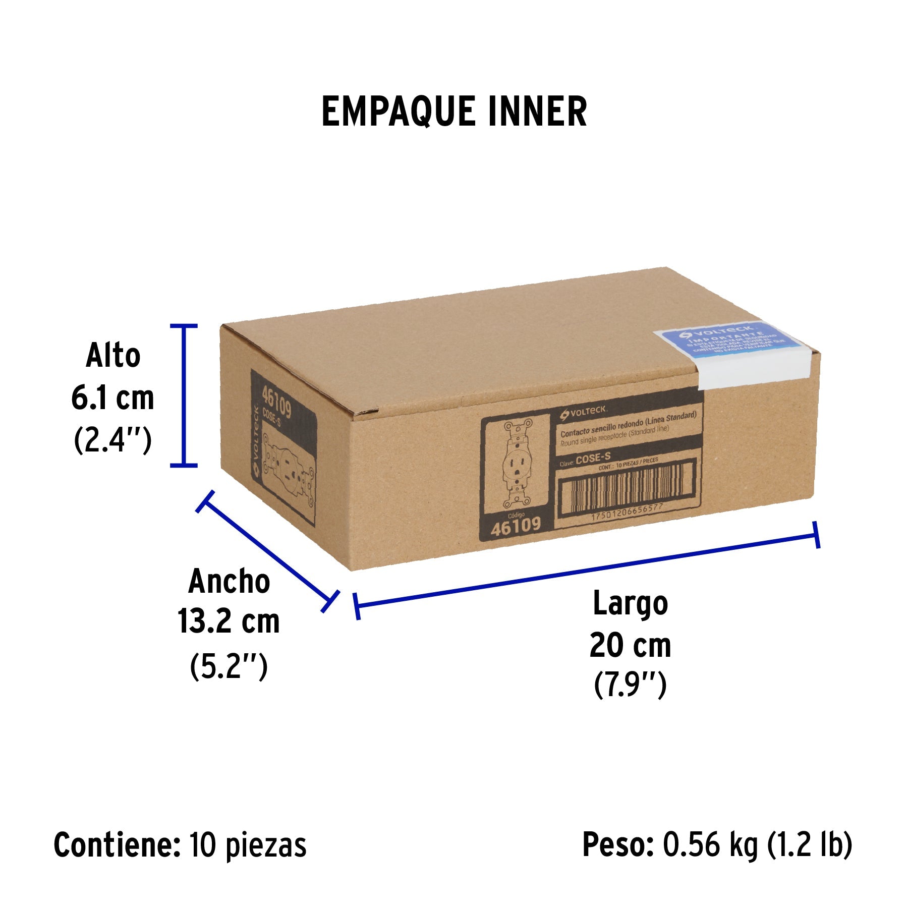 Contacto sencillo, 2 polos 3 hilos, Standard, marfil - Empaque