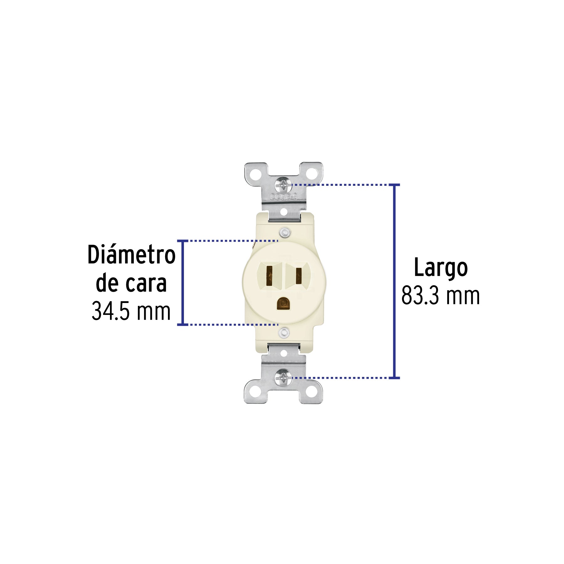 Contacto sencillo, 2 polos 3 hilos, Standard, marfil