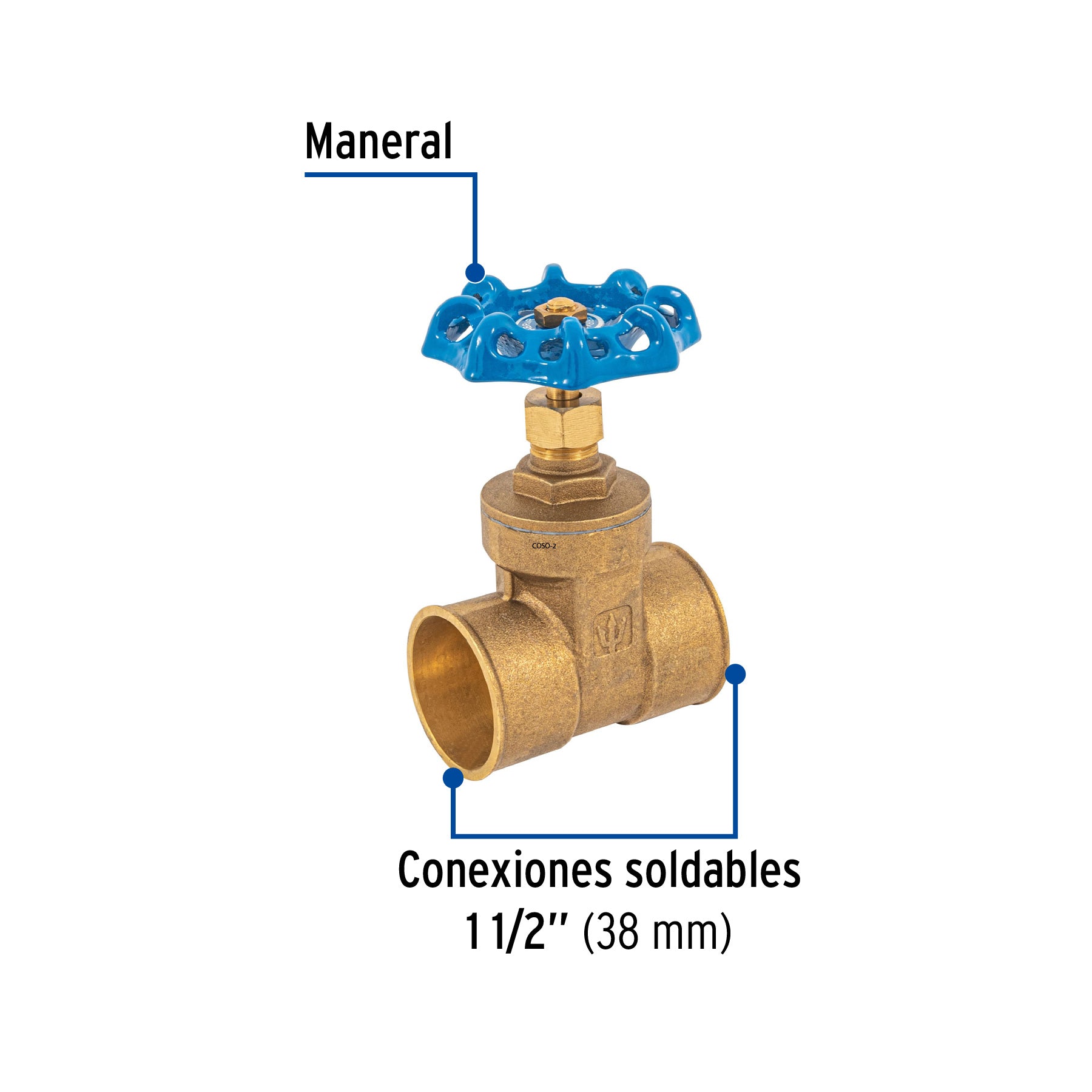Válvula de compuerta de latón soldable de 1 1/2", FOSET