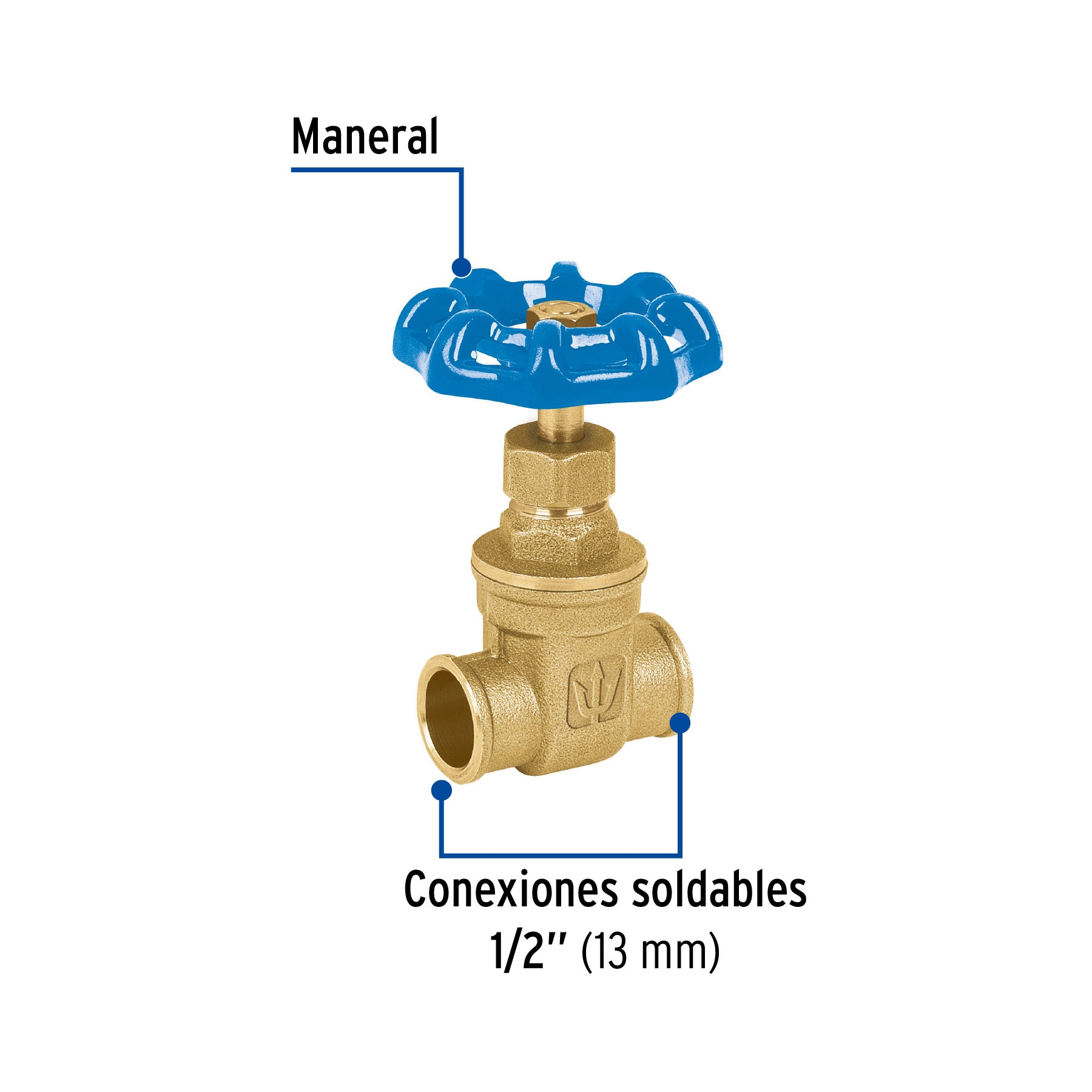 Válvula de compuerta de latón soldable de 1/2", FOSET