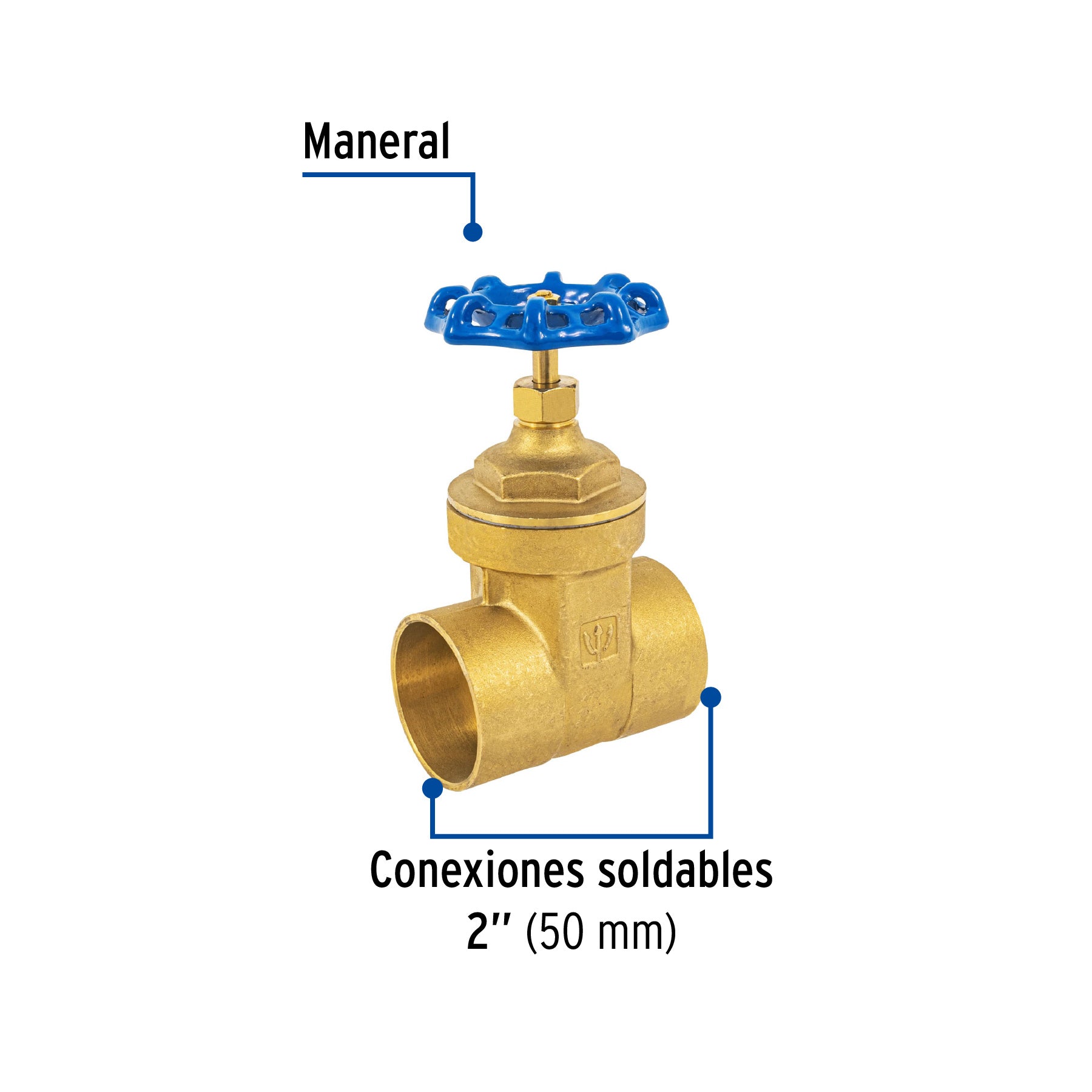 Válvula de compuerta de latón soldable de 2", FOSET