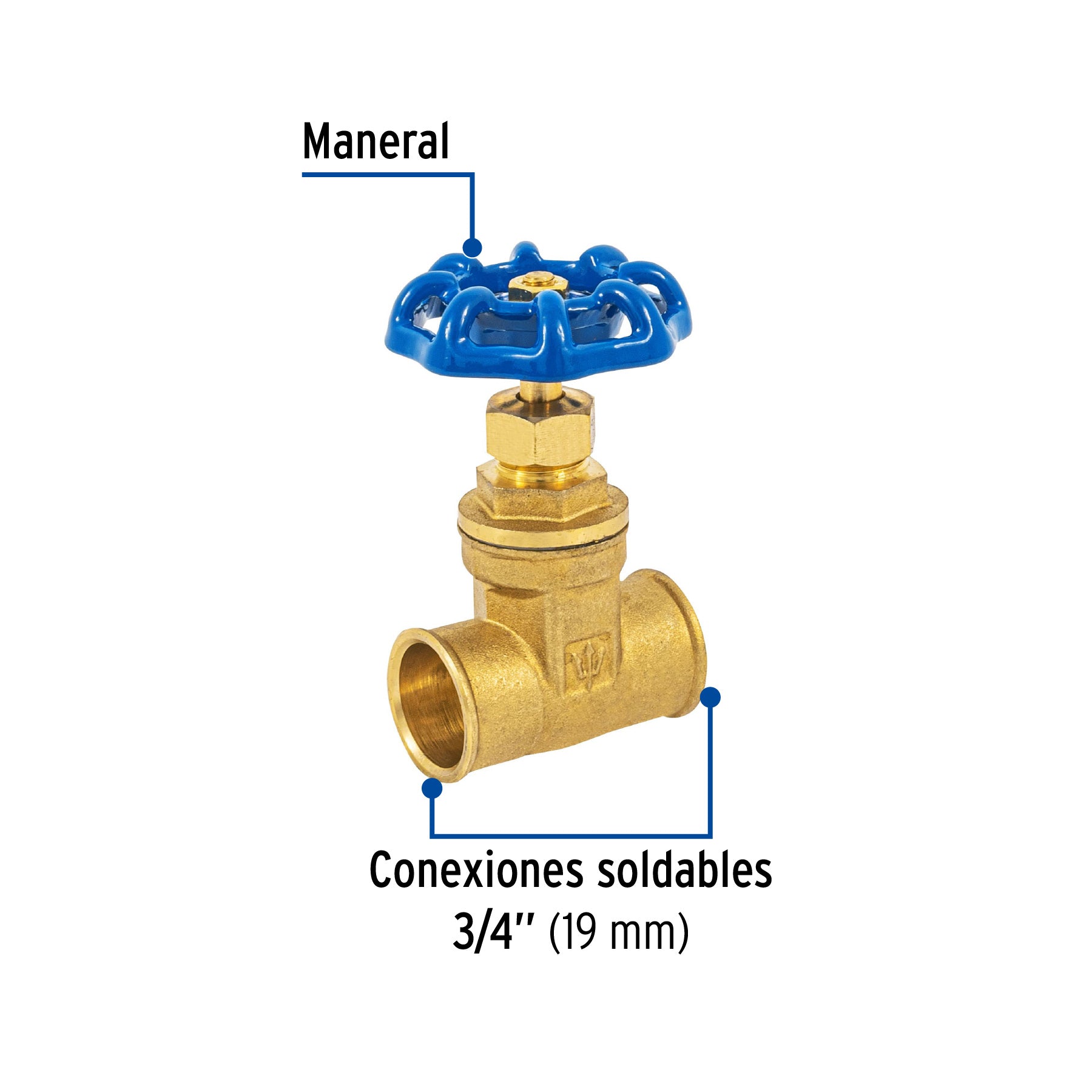 Válvula de compuerta de latón soldable de 3/4", FOSET