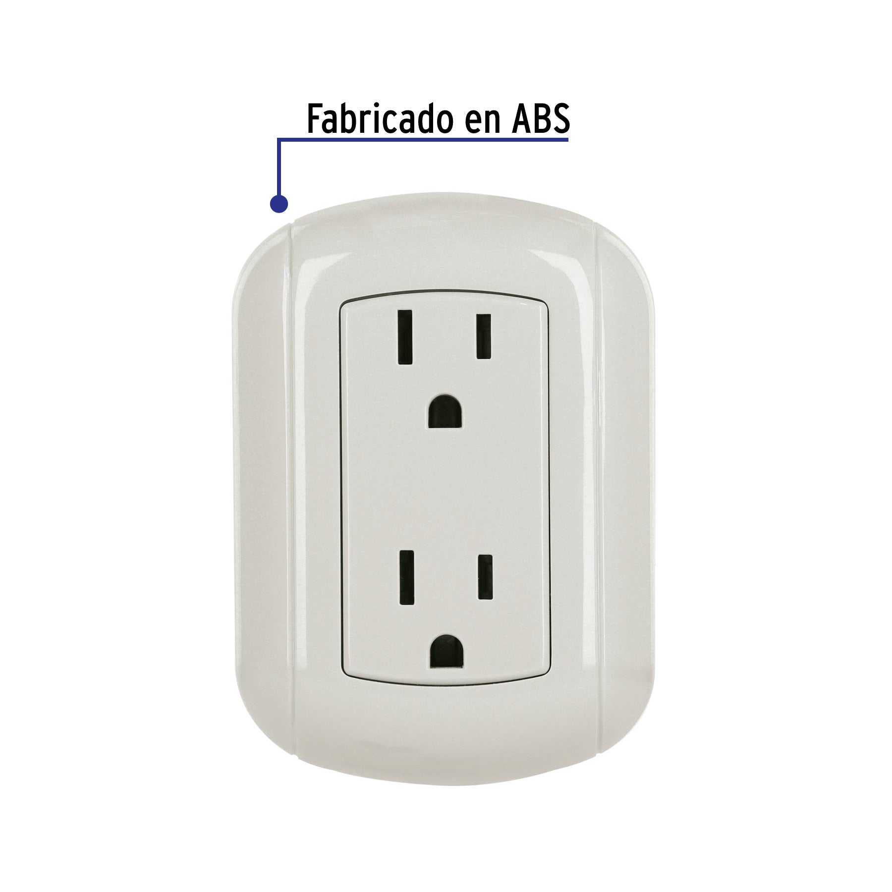 Contacto de sobreponer dúplex 2 polos+ tierra, ABS, VOLTECK