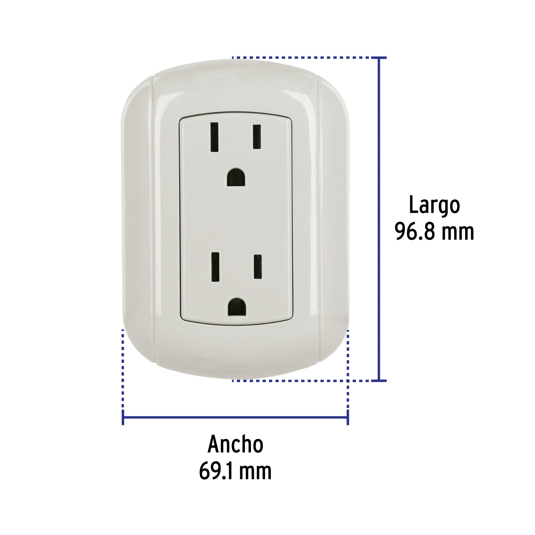 Contacto de sobreponer dúplex 2 polos+ tierra, ABS, VOLTECK