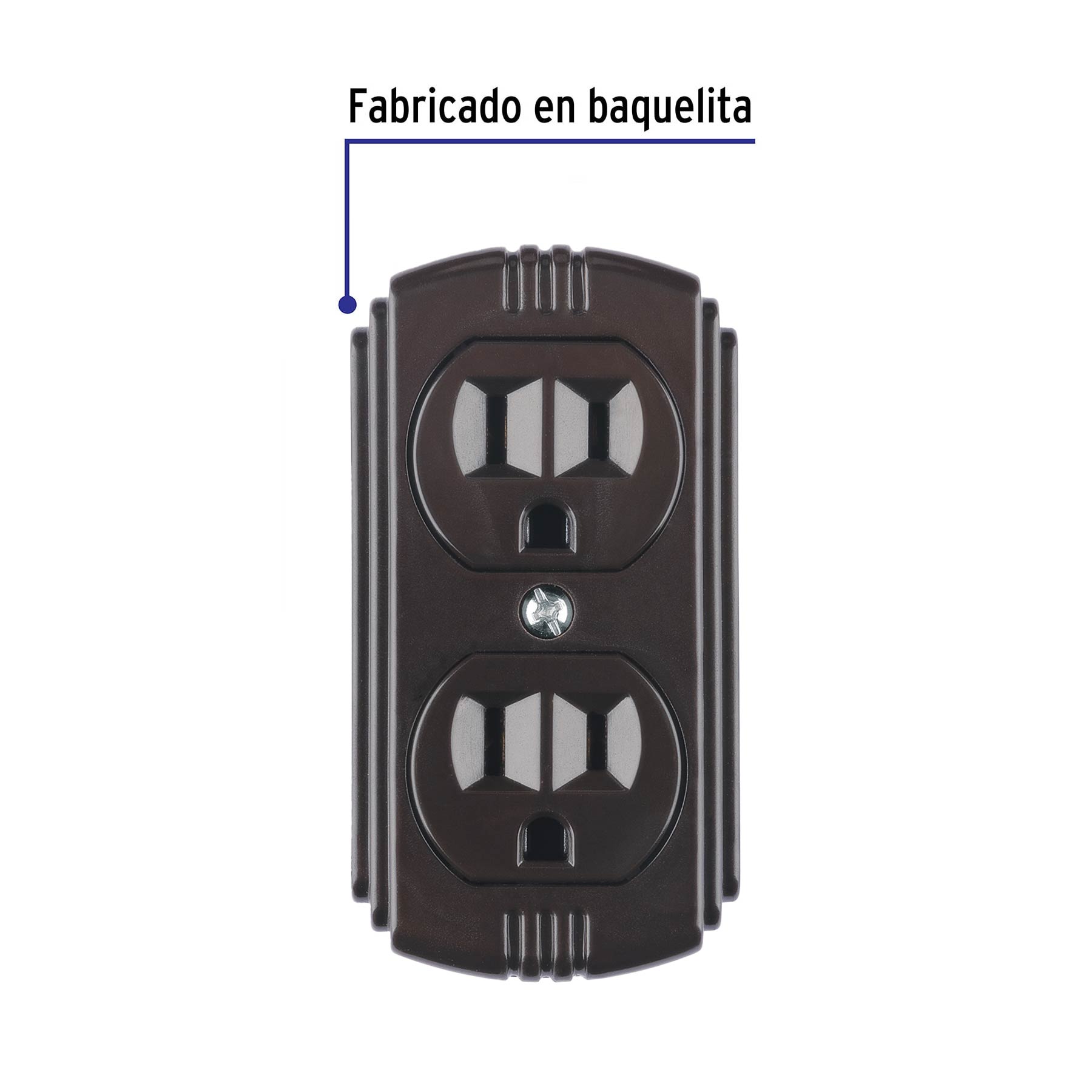 Contacto de sobreponer dúplex 2 polos+ tierra, café, VOLTECK