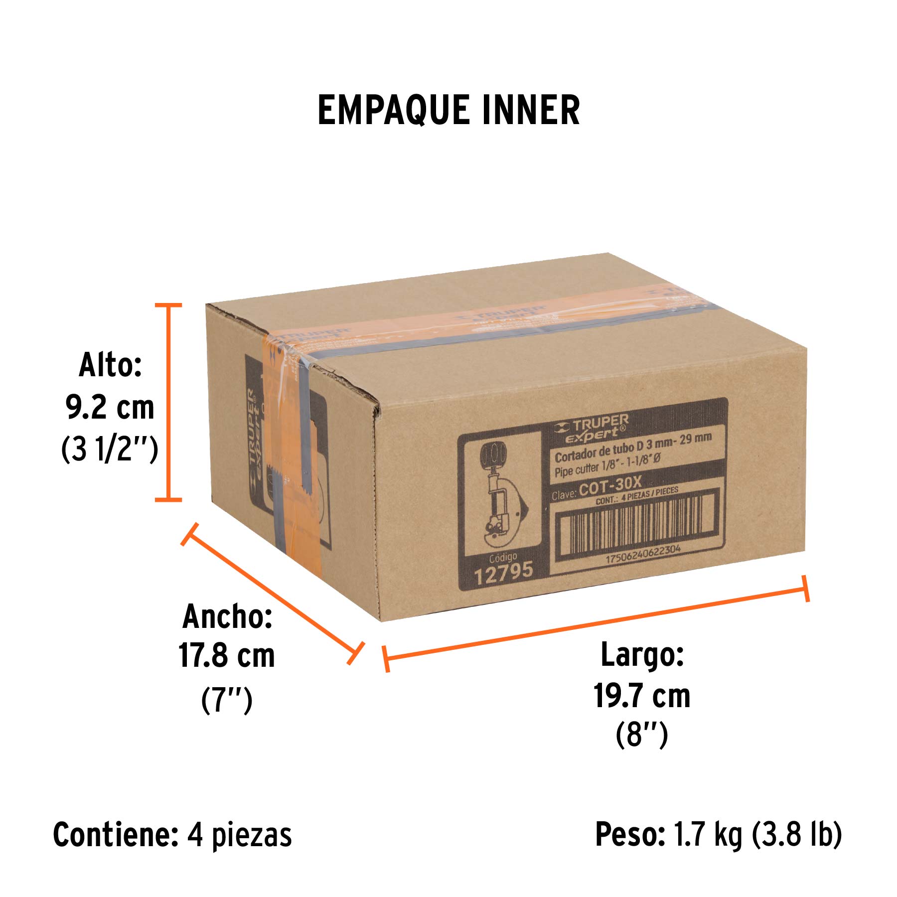Cortador de tubo de cobre 1/8" a 1-1/8" cuchilla 20mm,EXPERT - Empaque