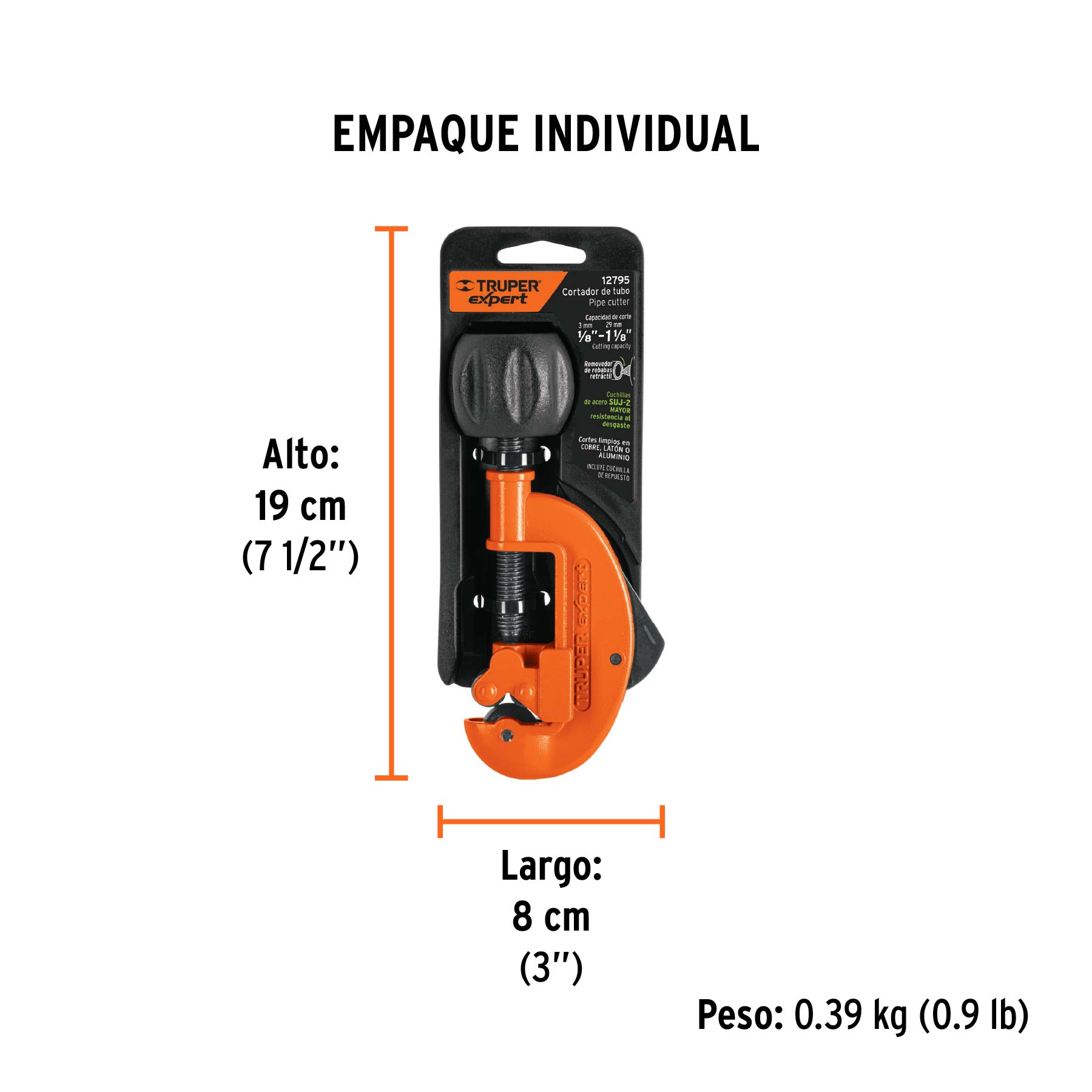 Cortador de tubo de cobre 1/8" a 1-1/8" cuchilla 20mm,EXPERT - Empaque