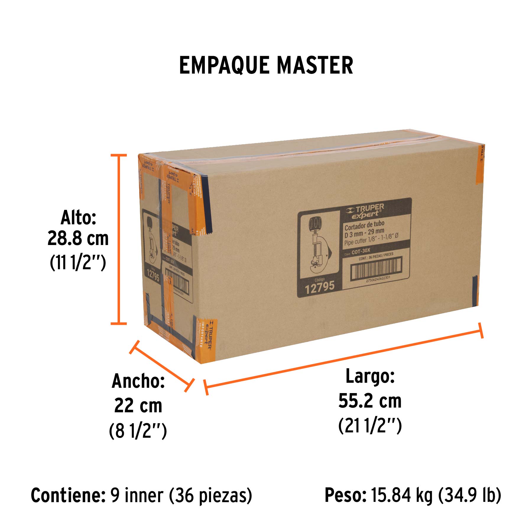 Cortador de tubo de cobre 1/8" a 1-1/8" cuchilla 20mm,EXPERT - Empaque