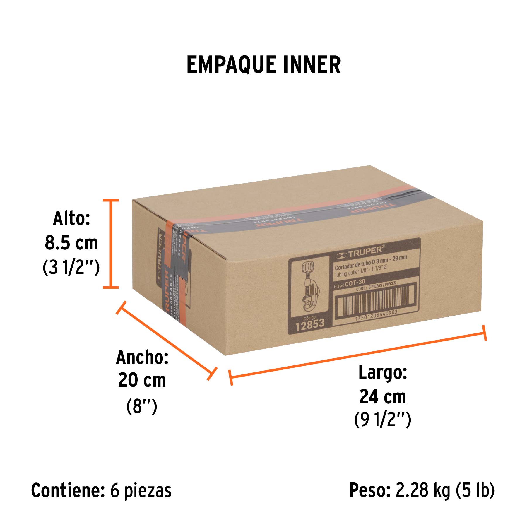 Cortador de tubo de cobre 1/8" a 1-1/8" cuchilla 17mm,Truper - Empaque