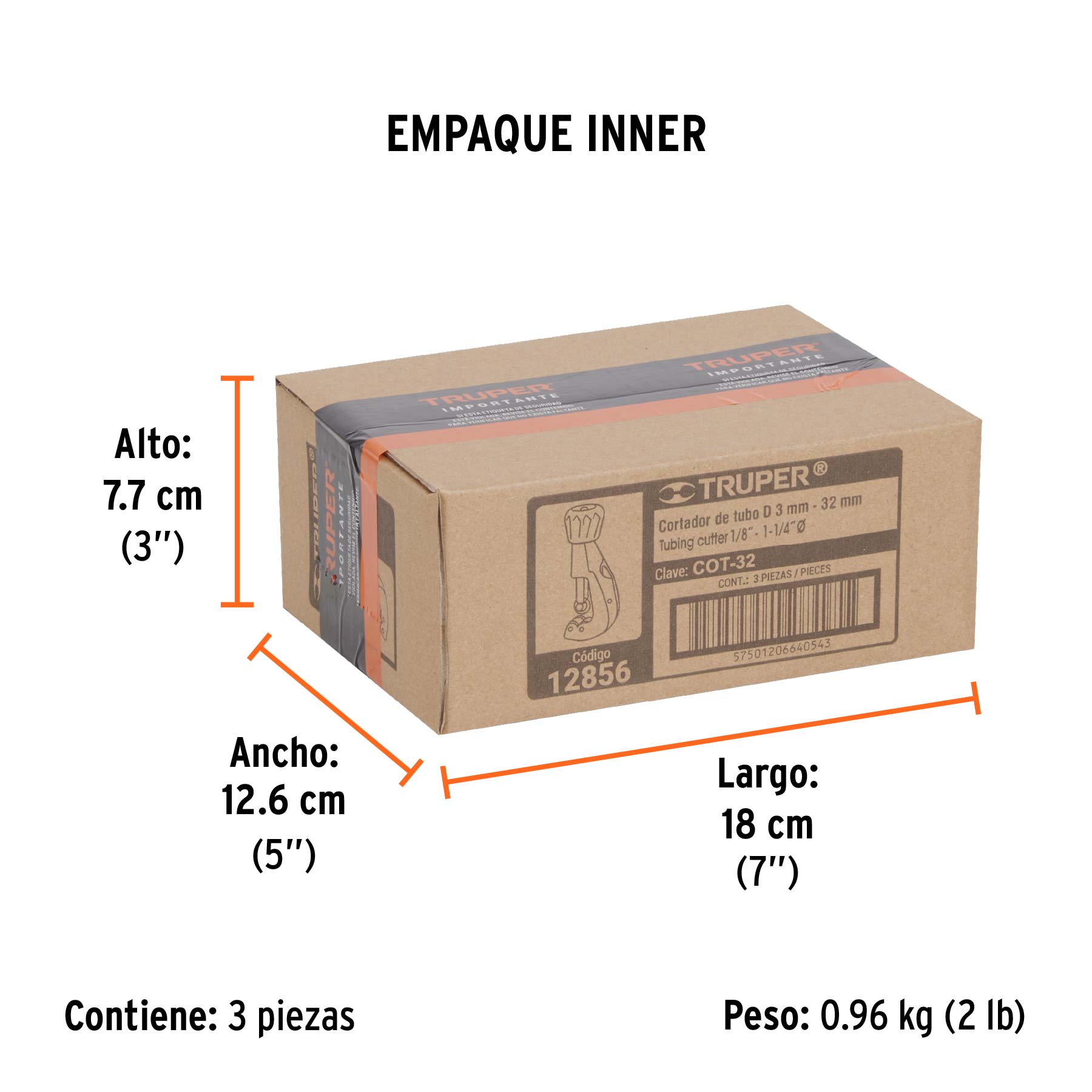 Cortador de tubo de cobre 1/8" a 1-1/4" cuchilla 18mm,Truper - Empaque