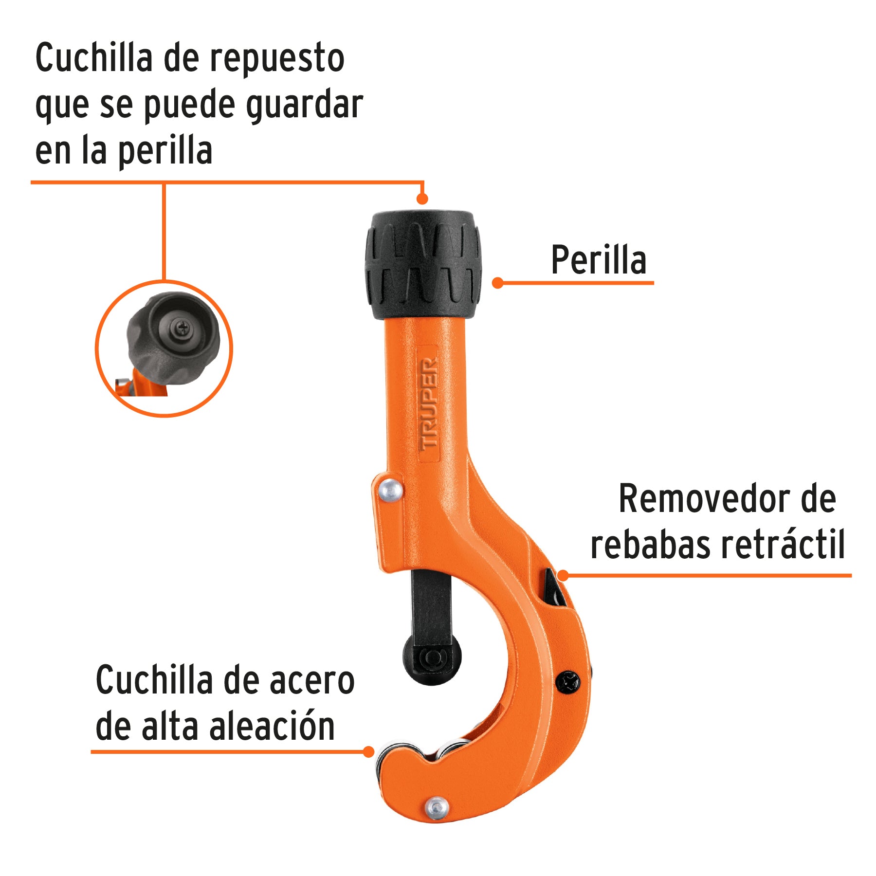 Cortador de tubo de cobre 3/16" a 2" cuchilla 18 mm, TRUPER