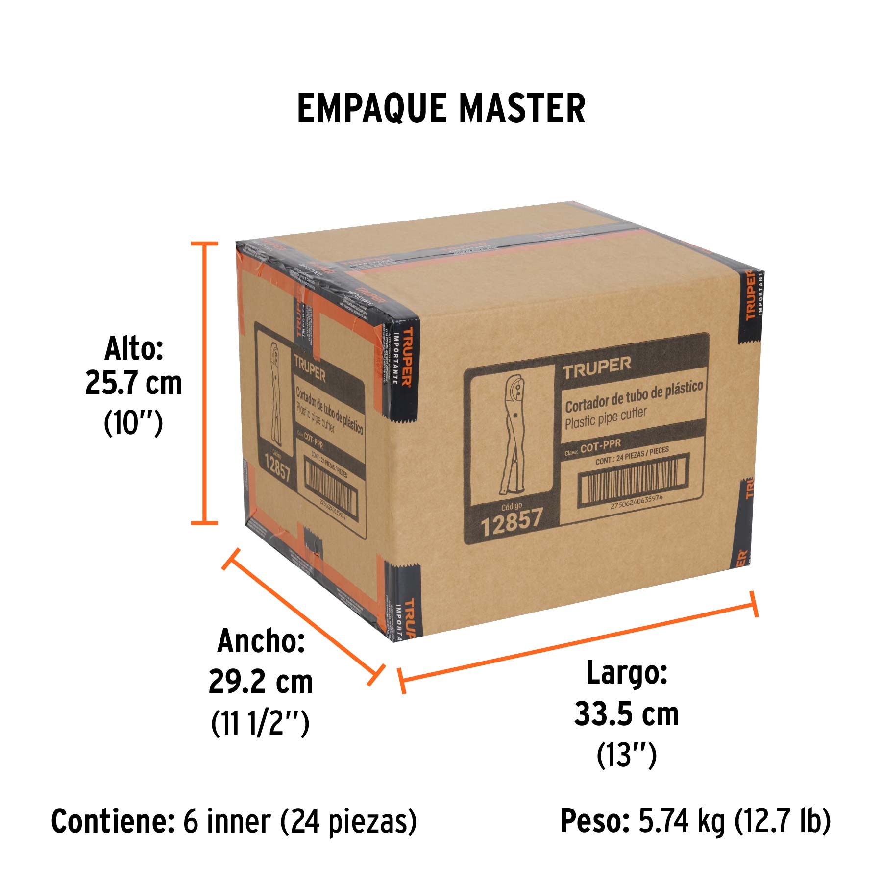 Cortador de tubo plástico, corte 3/4" (19 mm), TRUPER - Empaque