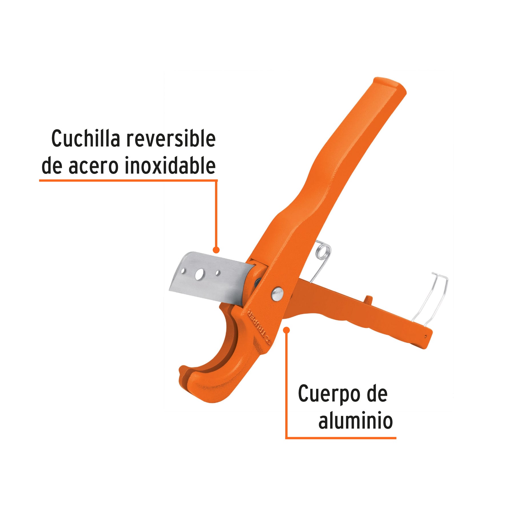 Cortador de tubo plástico, corte 3/4" (19 mm), TRUPER