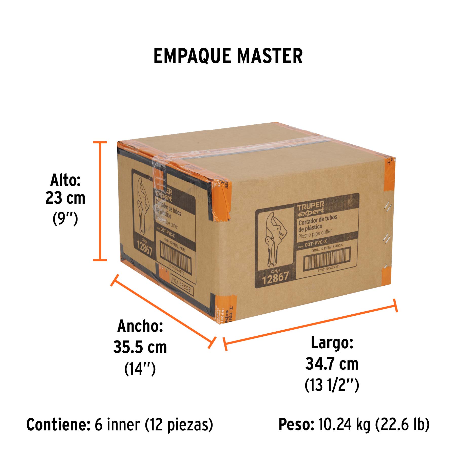 Cortador de tubo plástico, corte 2-1/2" (65 mm), EXPERT - Empaque
