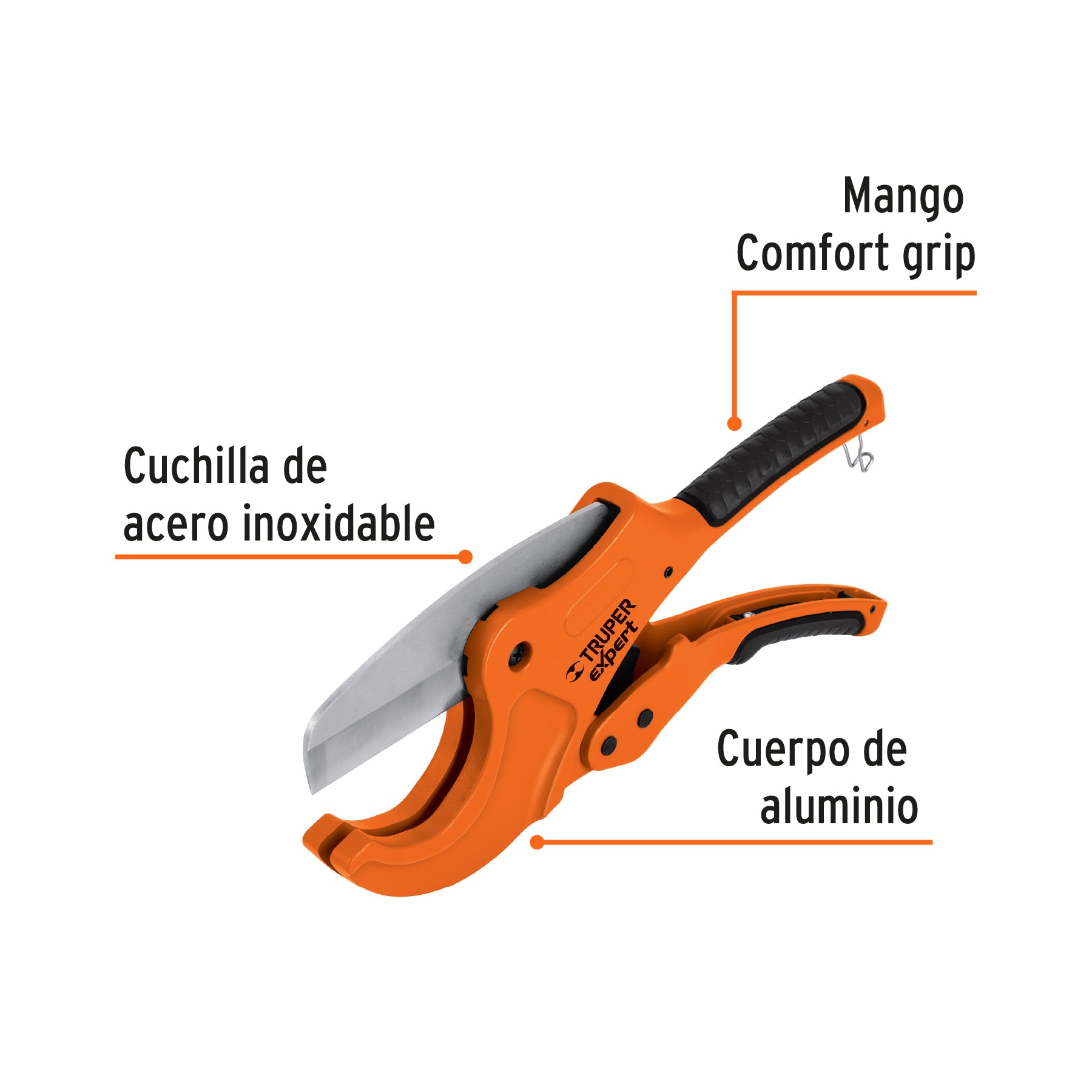 Cortador de tubo plástico, corte 2-1/2" (65 mm), EXPERT