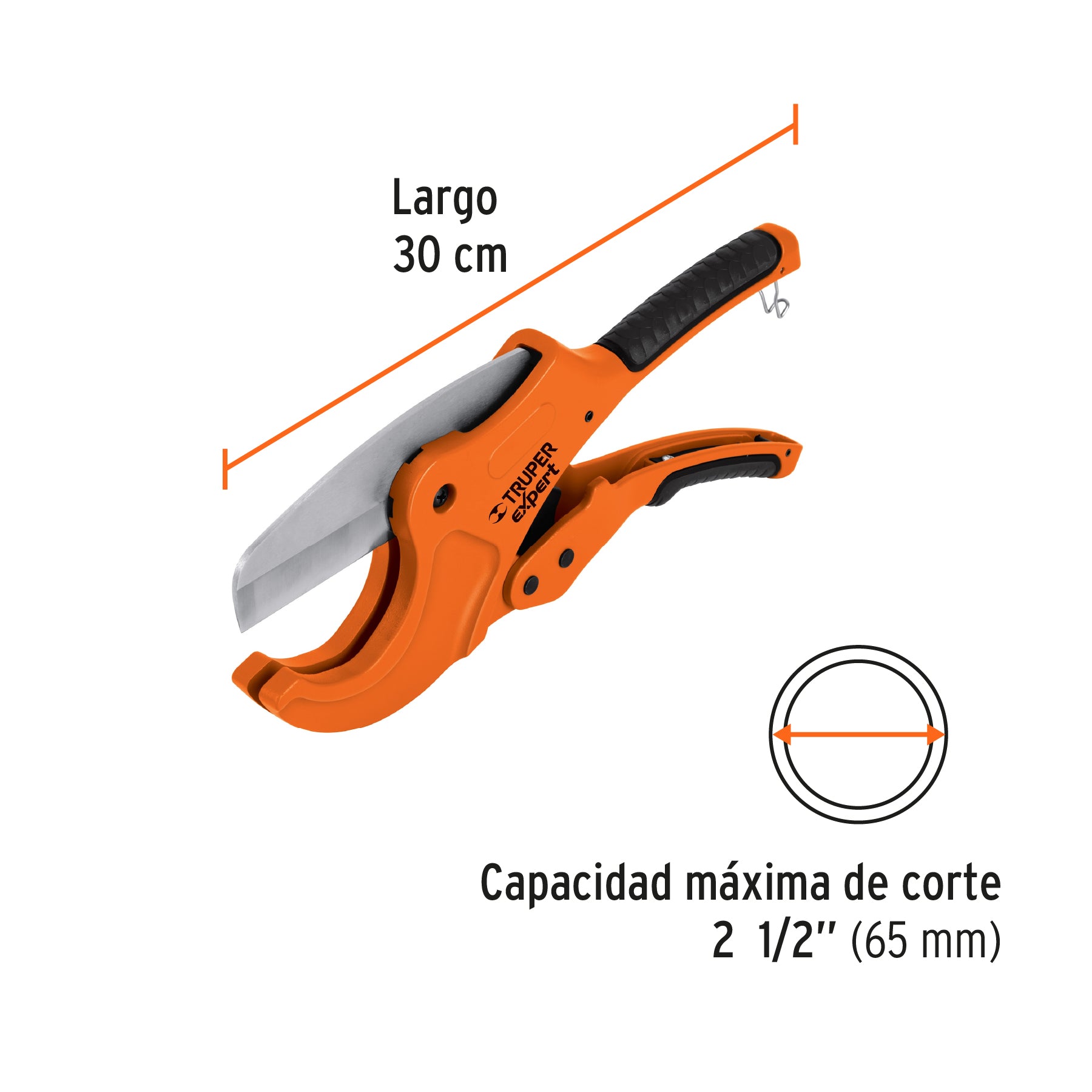 Cortador de tubo plástico, corte 2-1/2" (65 mm), EXPERT