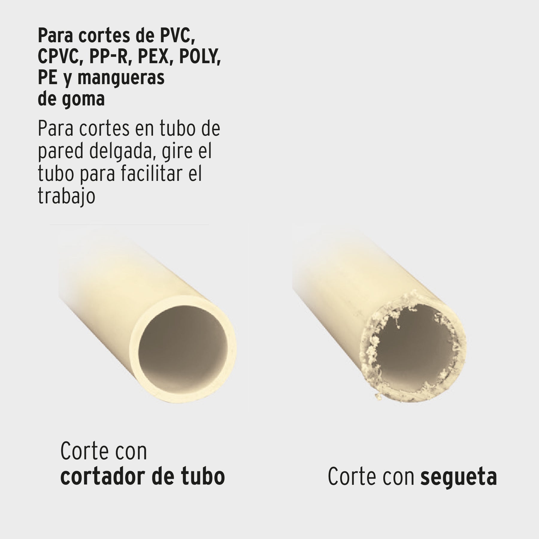 Cortador de tubo plástico, corte 2-1/2" (65 mm), EXPERT