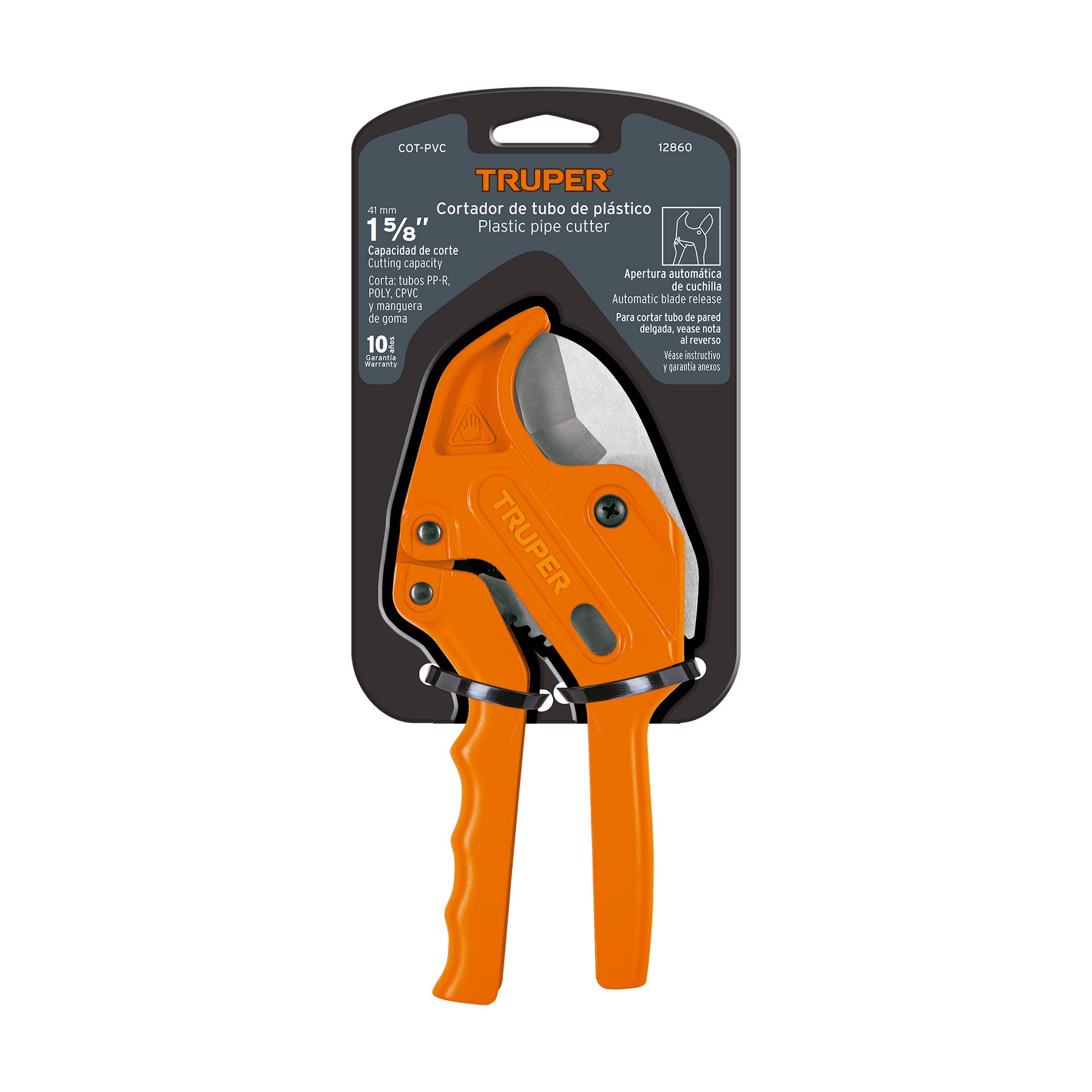 Cortador de tubo plástico, corte 1-5/8" (41 mm), TRUPER