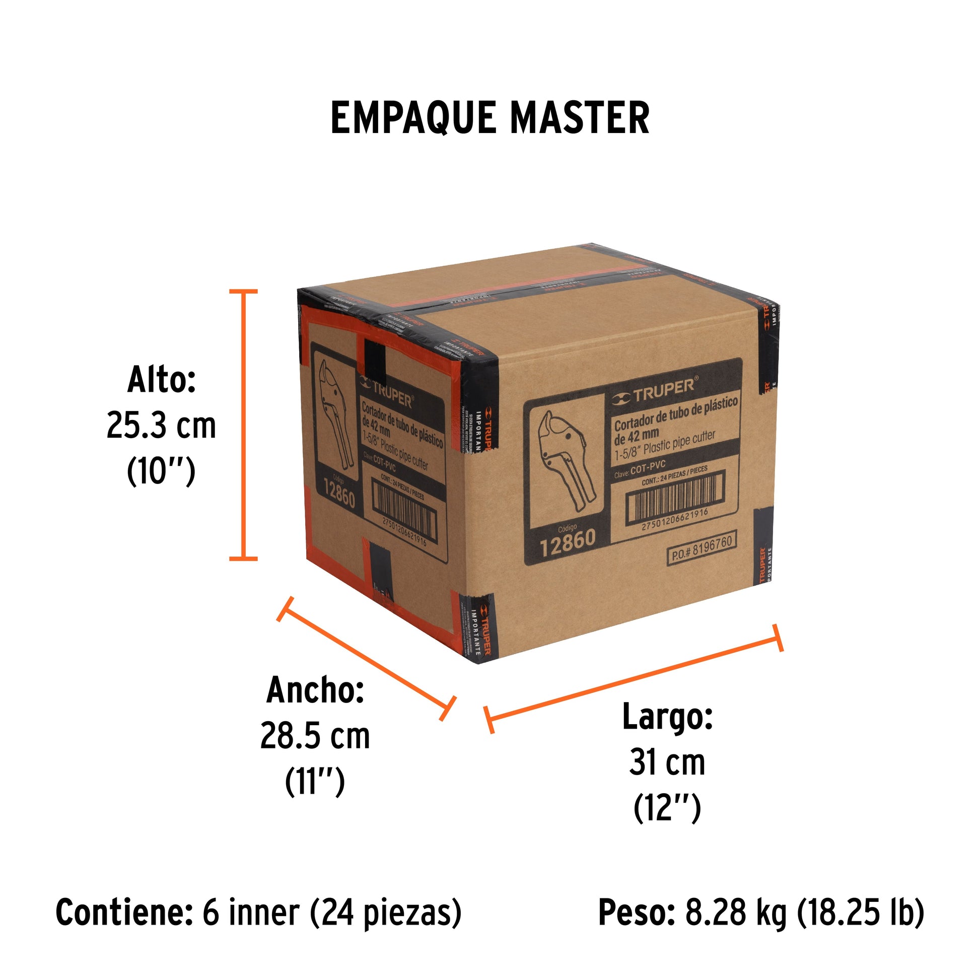 Cortador de tubo plástico, corte 1-5/8" (41 mm), TRUPER - Empaque