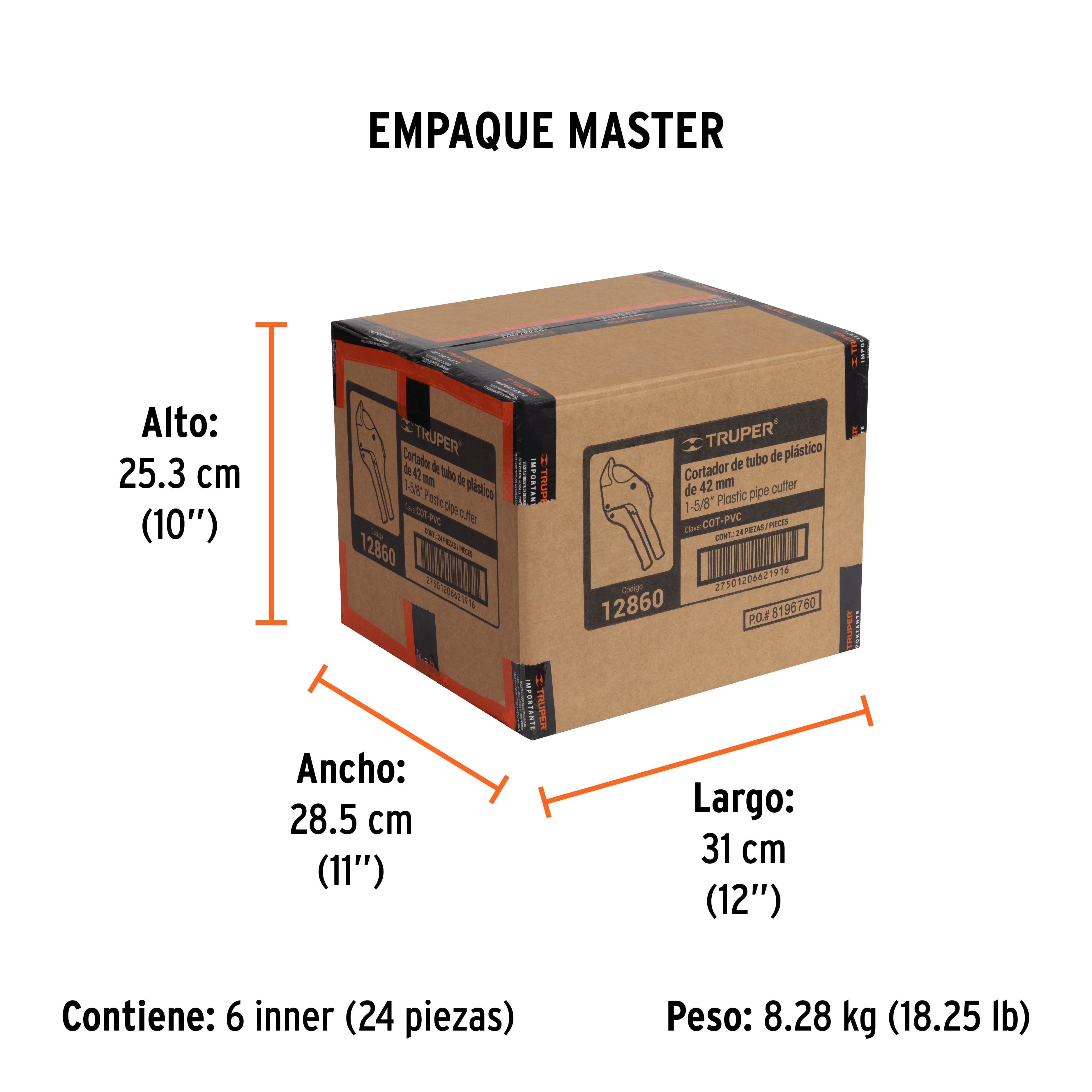 Cortador de tubo plástico, corte 1-5/8" (41 mm), TRUPER - Empaque