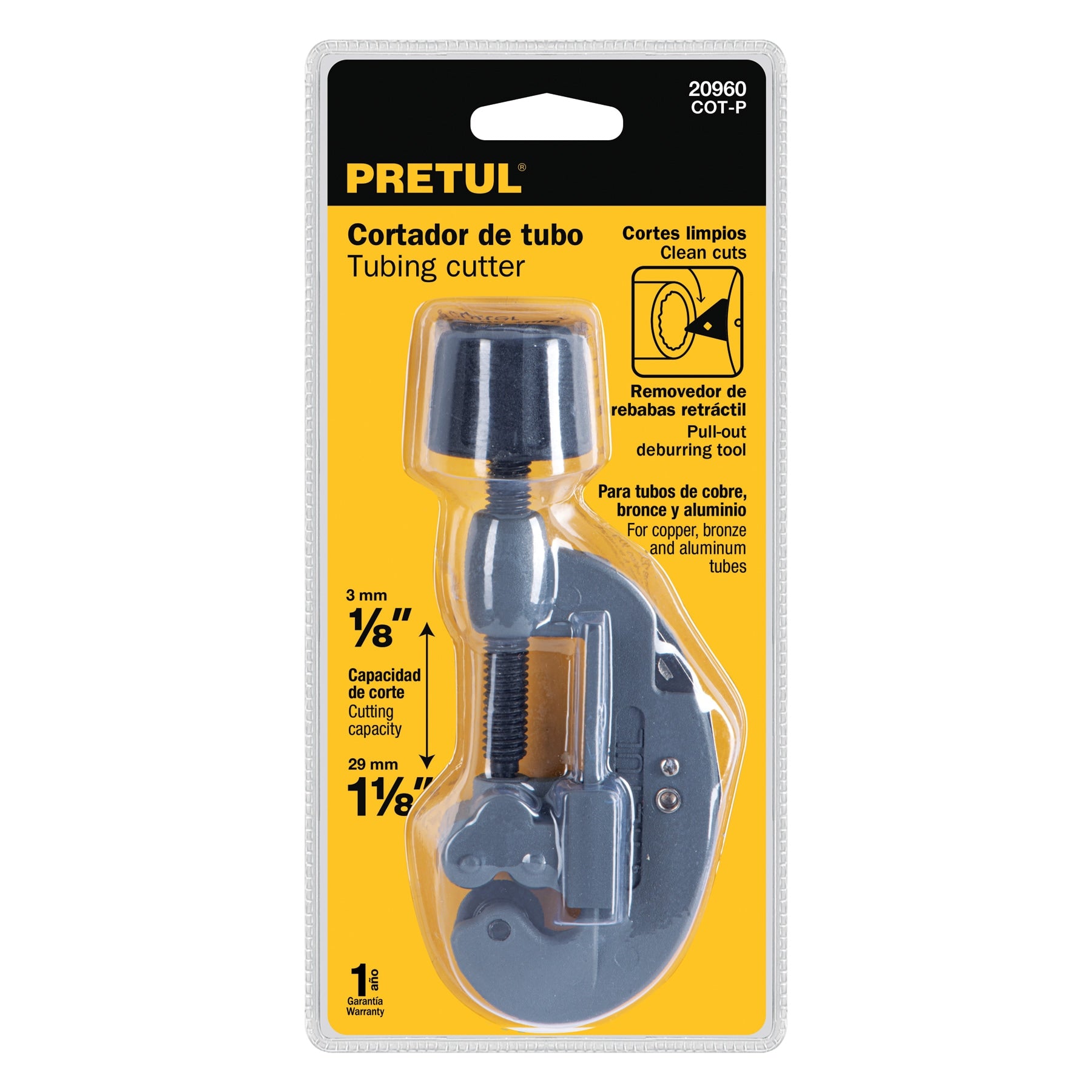 Cortador de tubo de cobre 1/8" a 1-1/8" cuchilla 17mm PRETUL