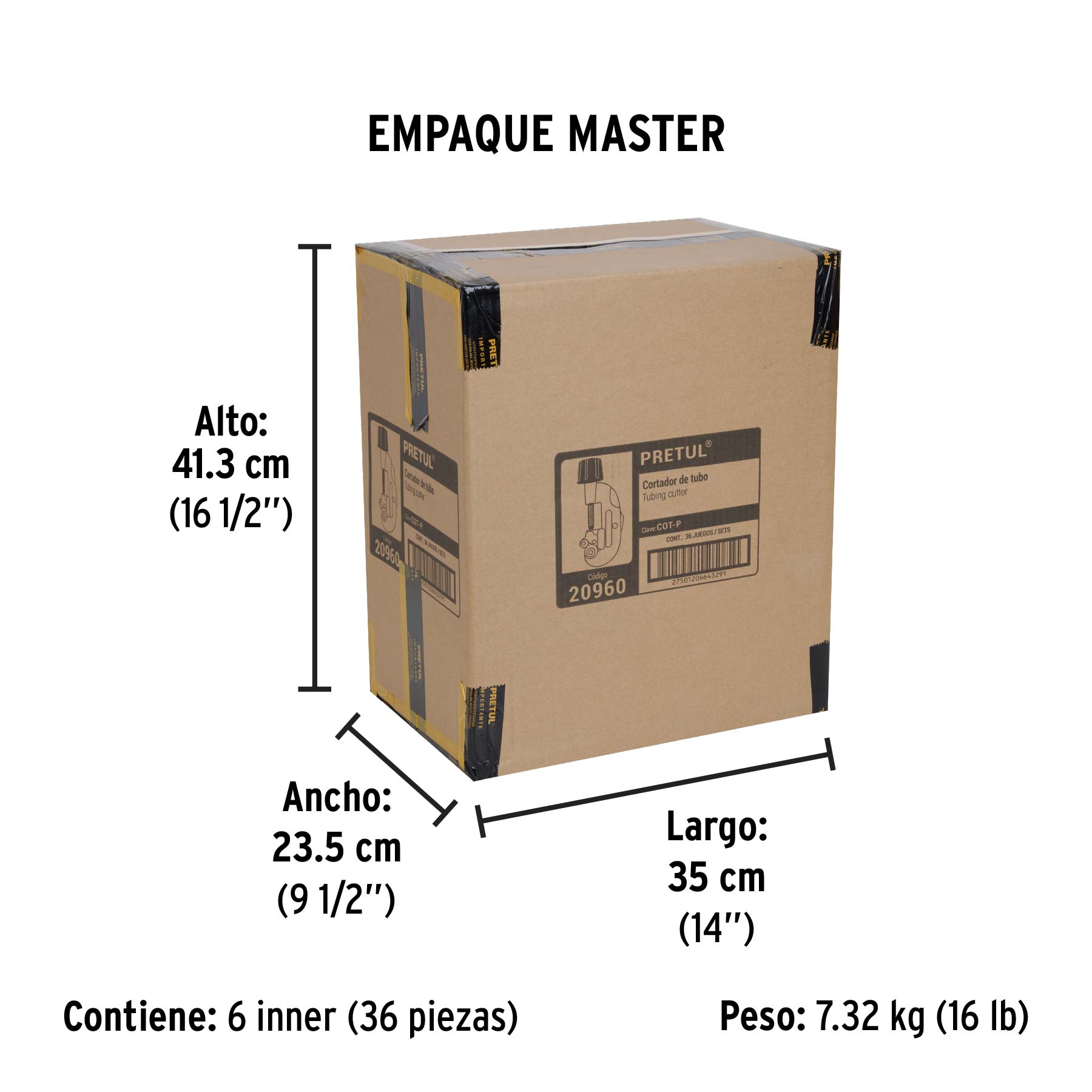 Cortador de tubo de cobre 1/8" a 1-1/8" cuchilla 17mm PRETUL - Empaque