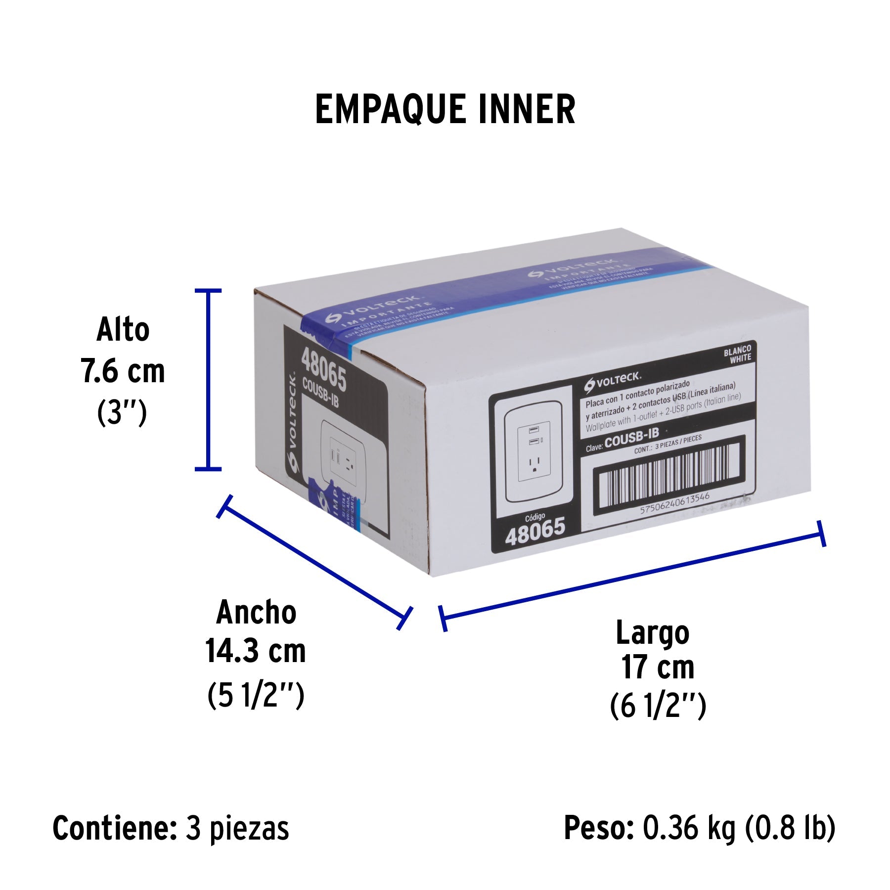 Contacto aterrizado + 2 puertos USB, blanco, línea Italiana - Empaque