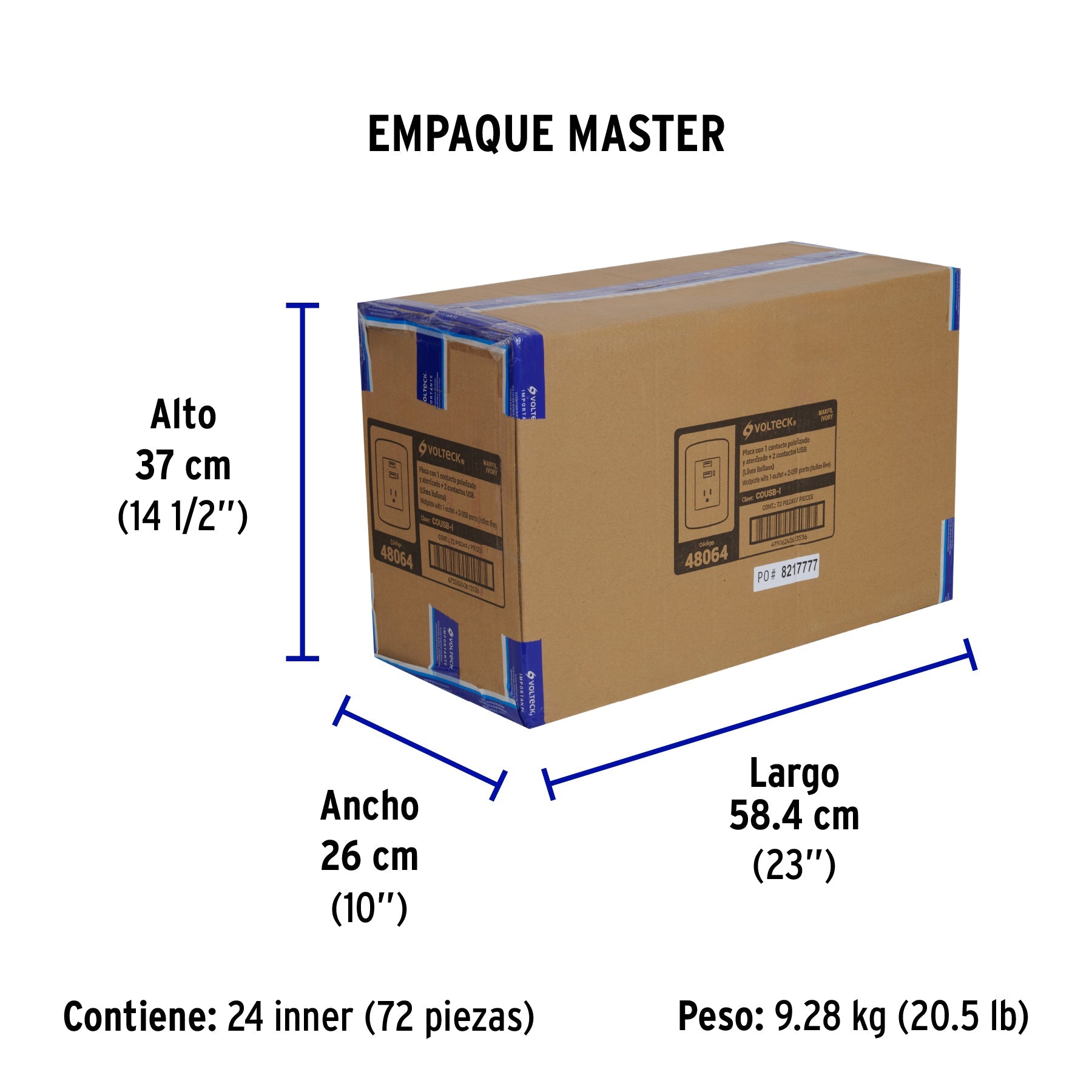 Contacto aterrizado + 2 puertos USB, marfil, línea Italiana - Empaque