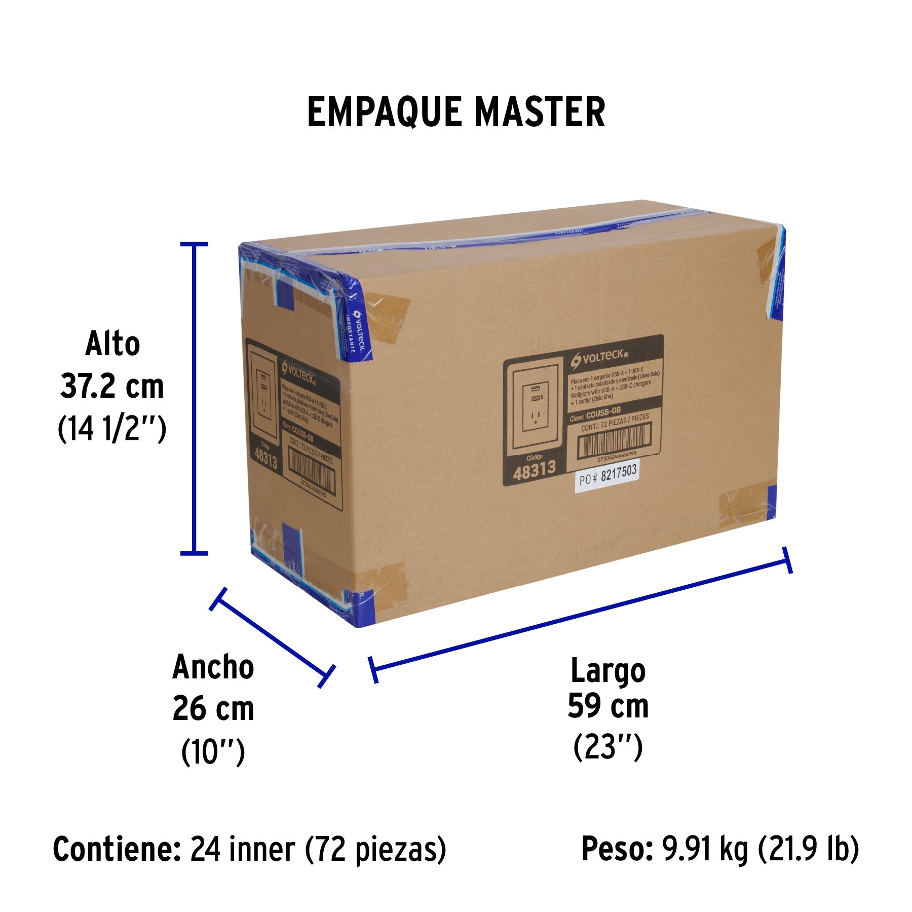 Contacto 2polos + tierra con 2 puertos USB, Oslo, blanco - Empaque