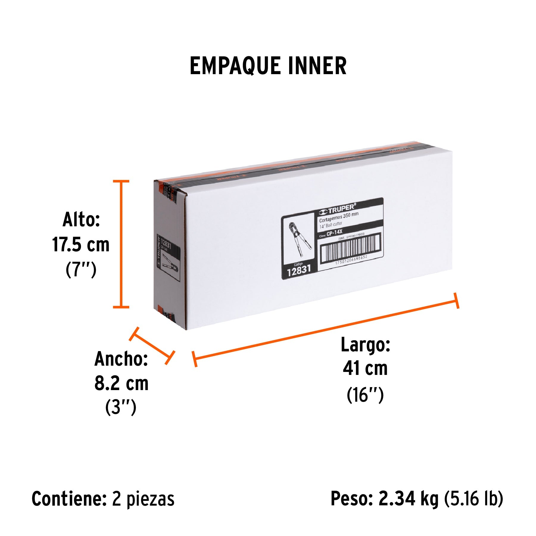 Cortapernos 14", profesional, TRUPER - Empaque