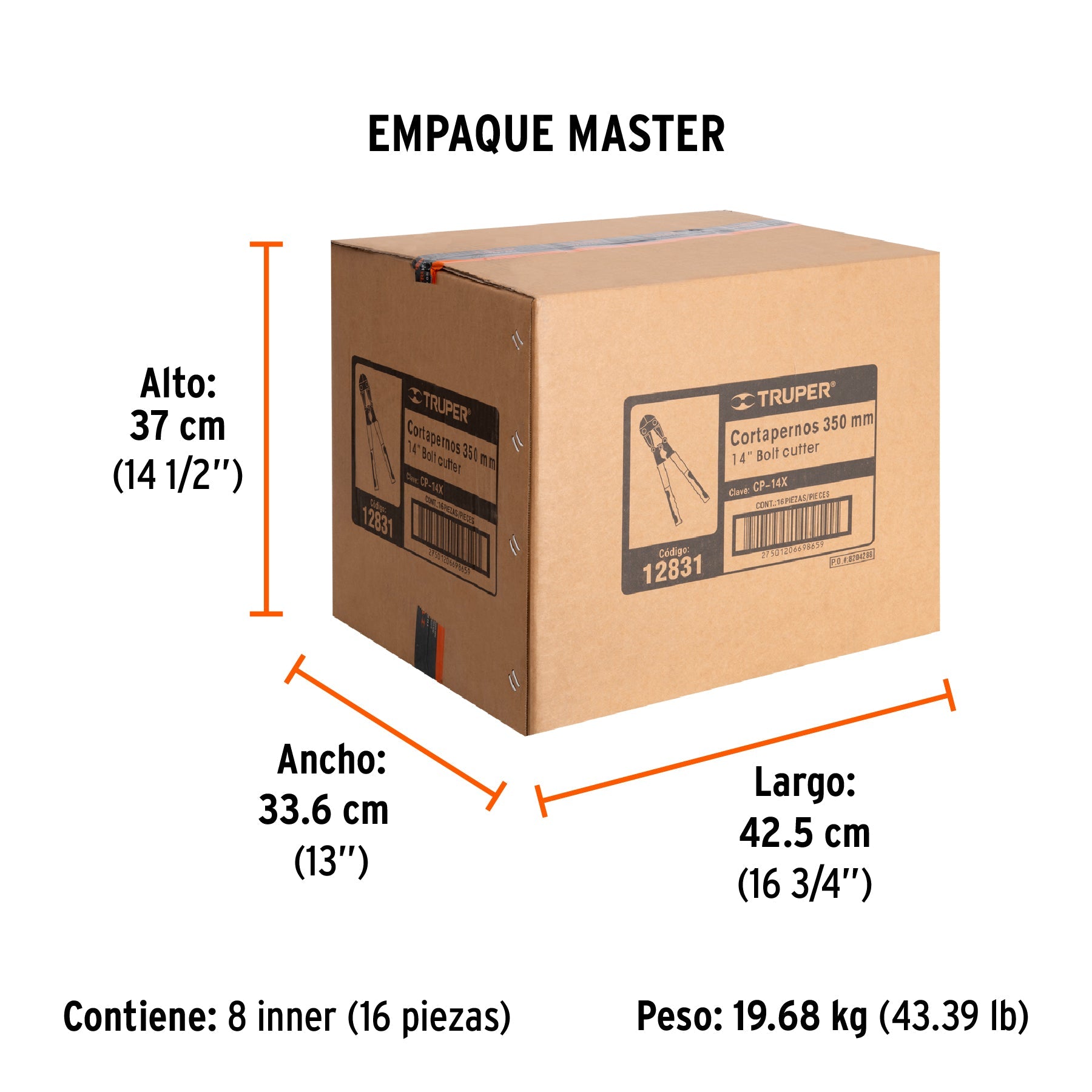Cortapernos 14", profesional, TRUPER - Empaque
