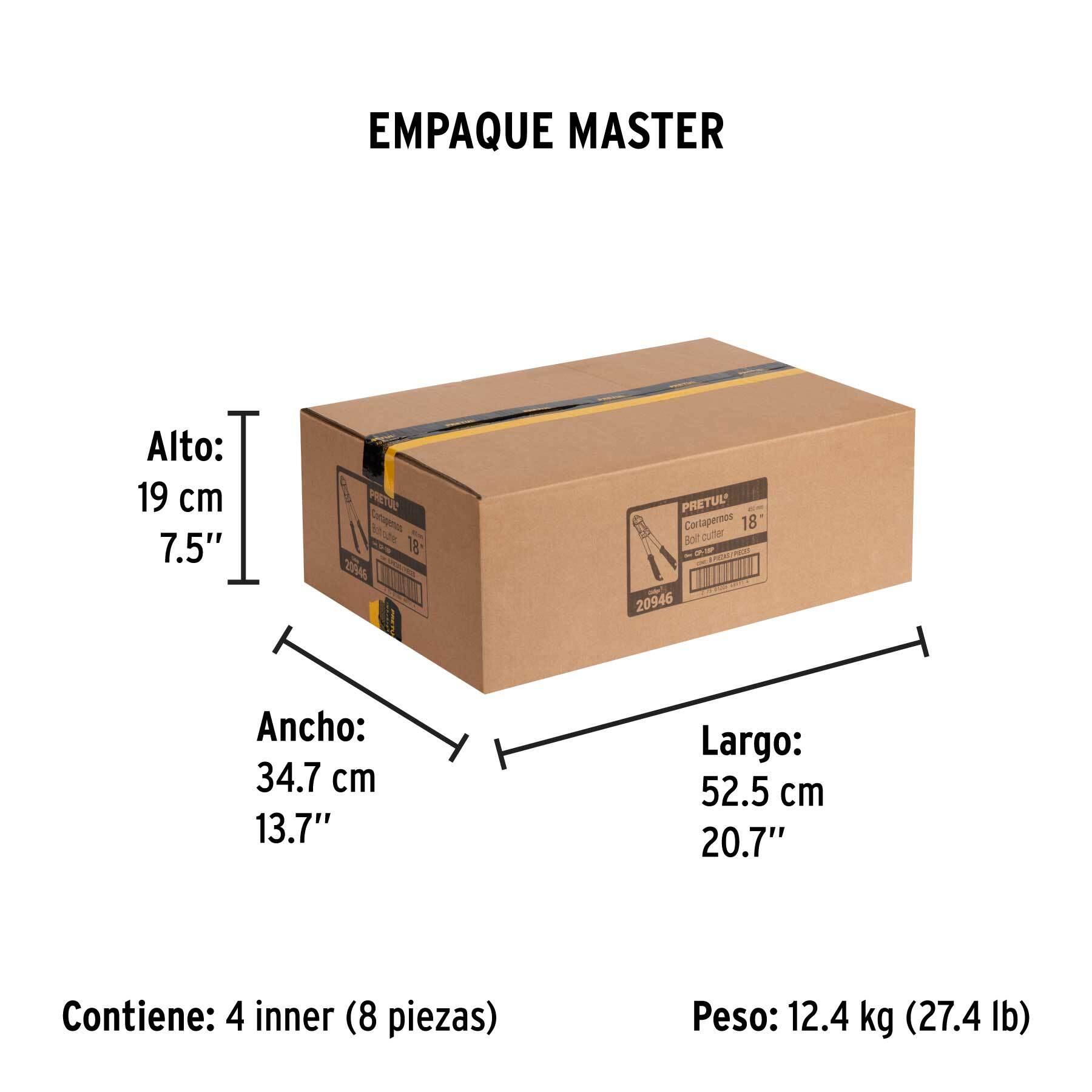 Cortapernos 18", mango tubular, PRETUL - Empaque