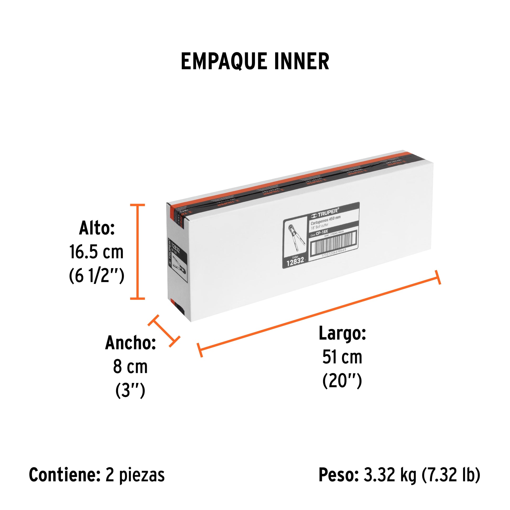 Cortapernos 18", profesional, TRUPER - Empaque
