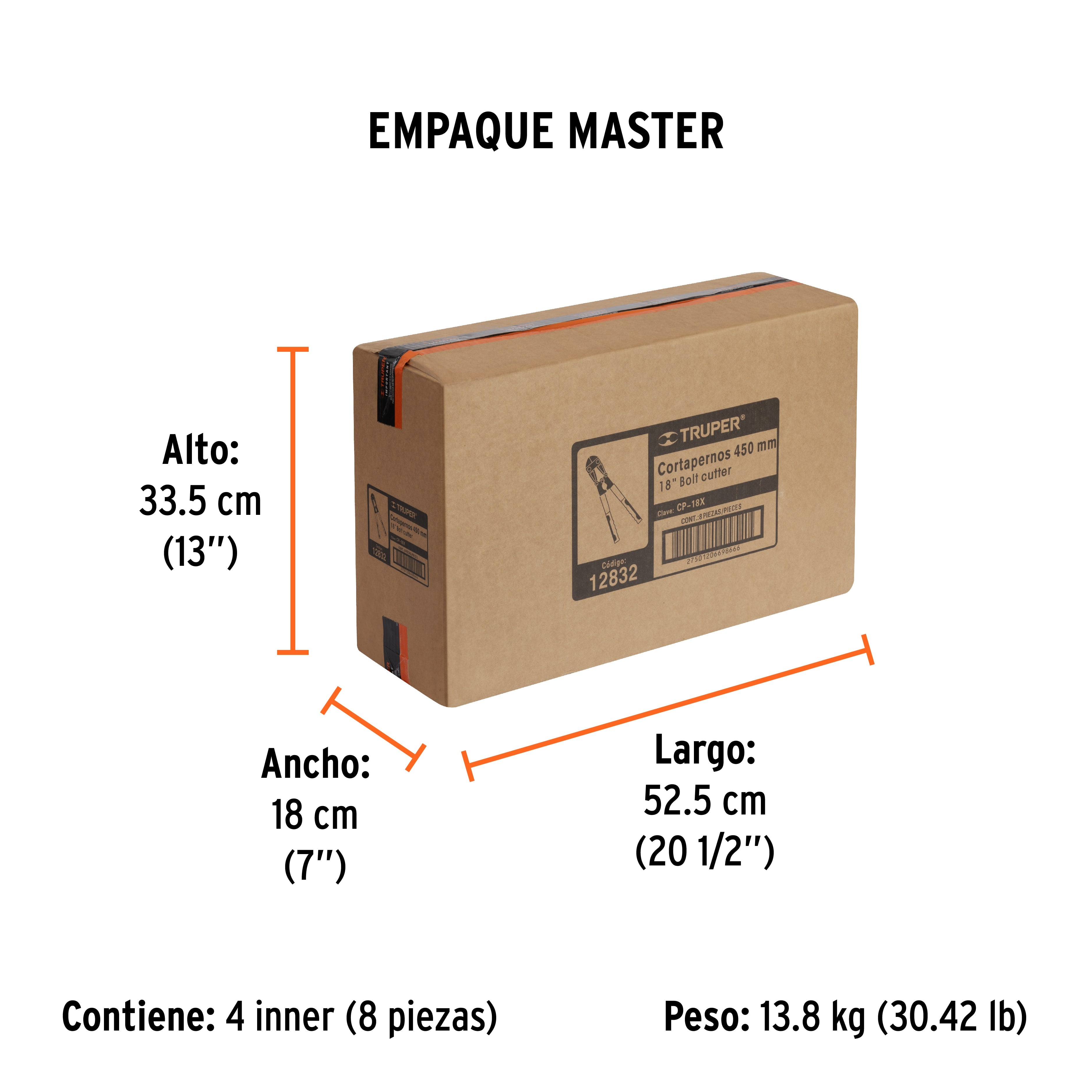 Cortapernos 18", profesional, TRUPER - Empaque