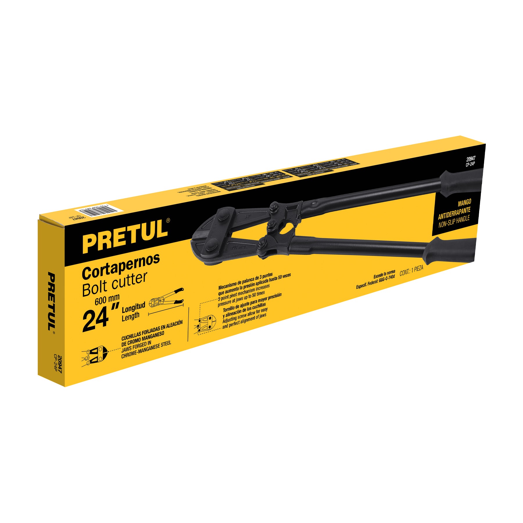 Cortapernos 24", mango tubular, PRETUL