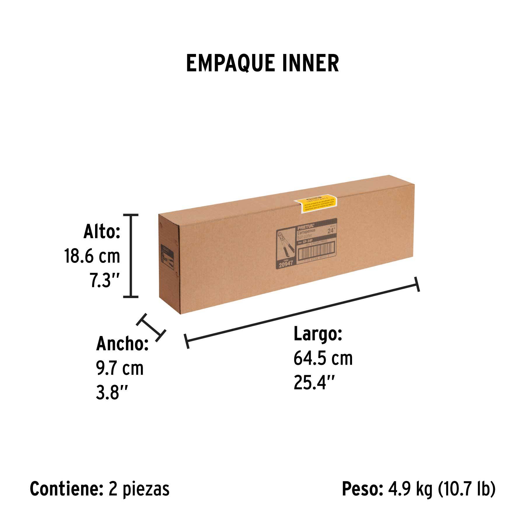 Cortapernos 24", mango tubular, PRETUL - Empaque